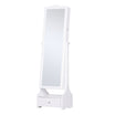 HOMCOM Standing Jewelry Cabinet Organizer, Lockable Jewelry Armoire with LED Lights, Full Length Mirror, Adjustable Angle, White