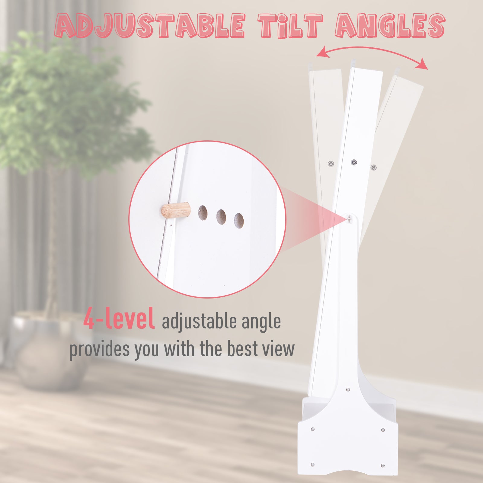 HOMCOM Standing Jewelry Cabinet Organizer, Lockable Jewelry Armoire with LED Lights, Full Length Mirror, Adjustable Angle, White