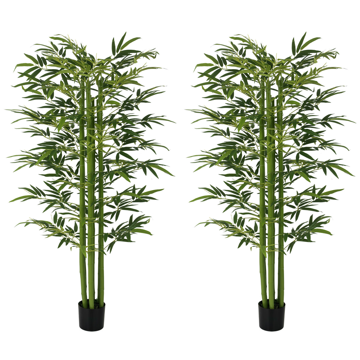 Set of 2 180 cm Artificial Bamboo Tree in Pot with Adjustable Shape, Indoor Fake Plants for Home Office Living Room Decor