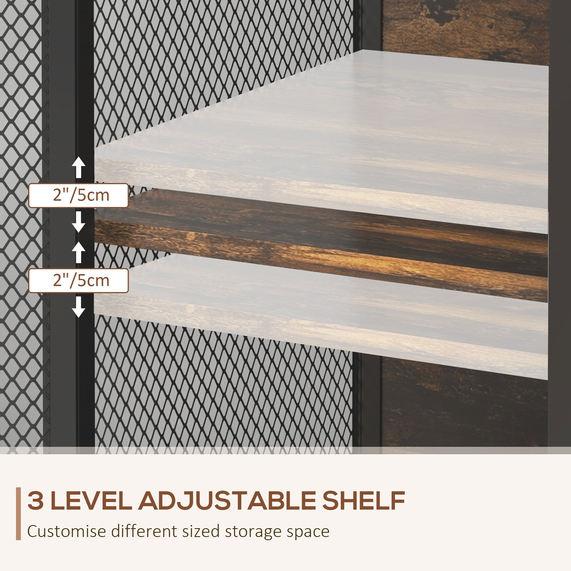 Printer Stand with Socket, USB Charging Ports, CPU Stand & Adjustable Shelf, Rustic Brown