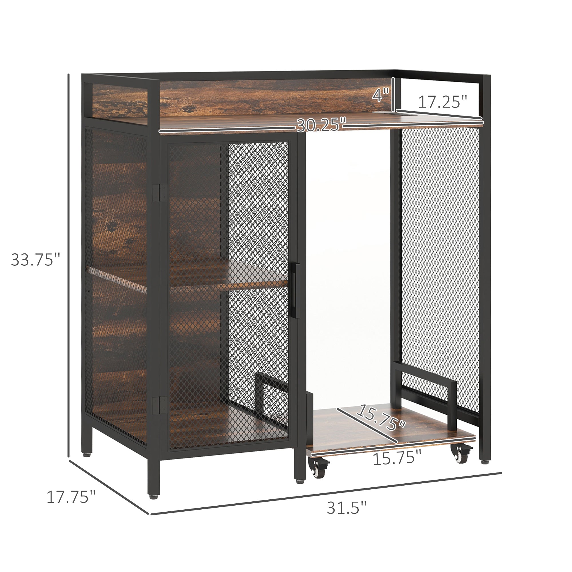 Printer Stand with Socket, USB Charging Ports, CPU Stand & Adjustable Shelf, Rustic Brown
