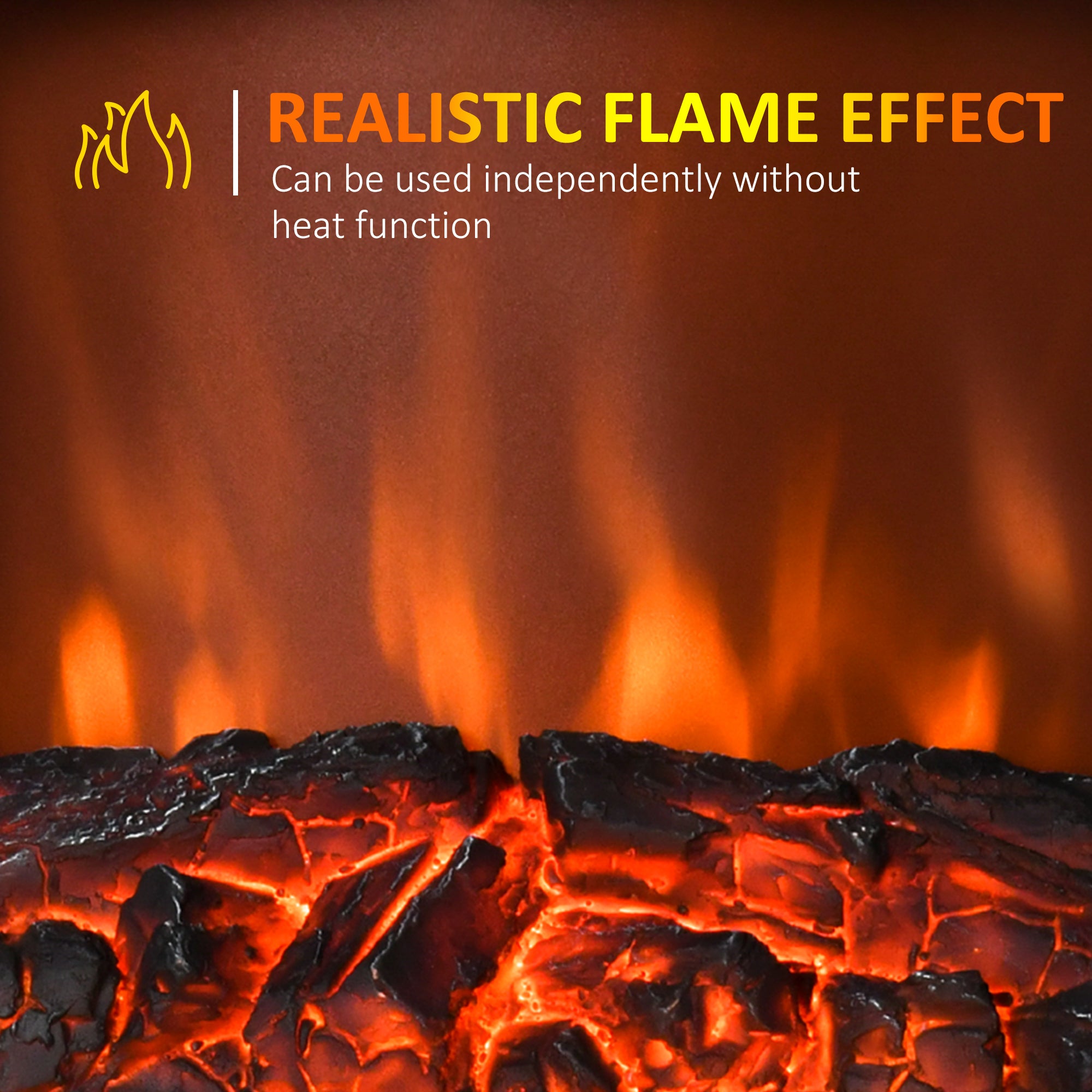 Electric Fireplace Heater, Freestanding Fireplace Stove with Realistic Flame Effect, Overheat Safety Protection, 750W/1500W, White