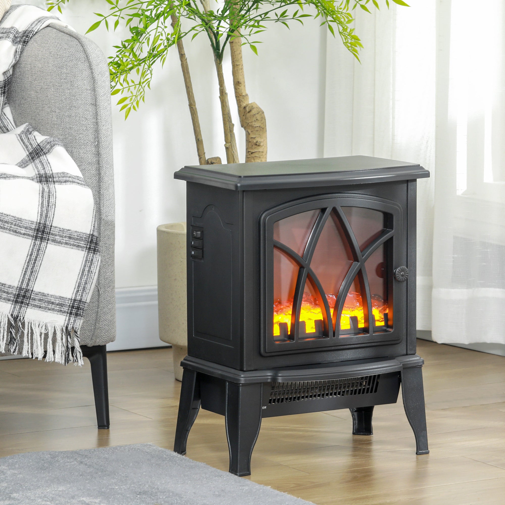 Electric Fireplace Heater with Flame Effect Overheating Protection