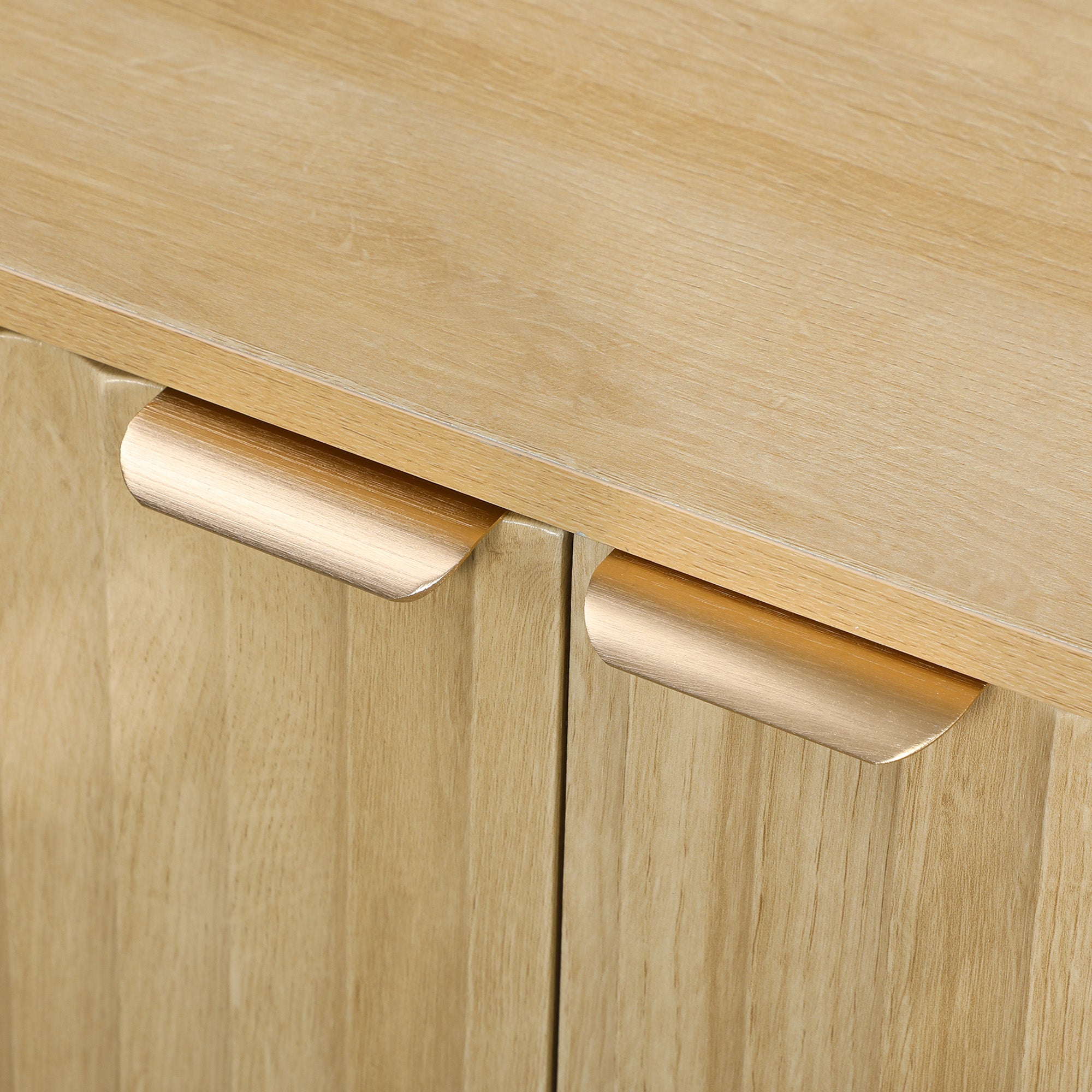 HOMCOM Fluted Buffet Cabinet with Storage, 55" Modern Sideboard Storage Cabinet with 4 Doors, 2 Adjustable Shelves and 5 Wood Legs, Coffee Bar Cabinet, Nature Wood