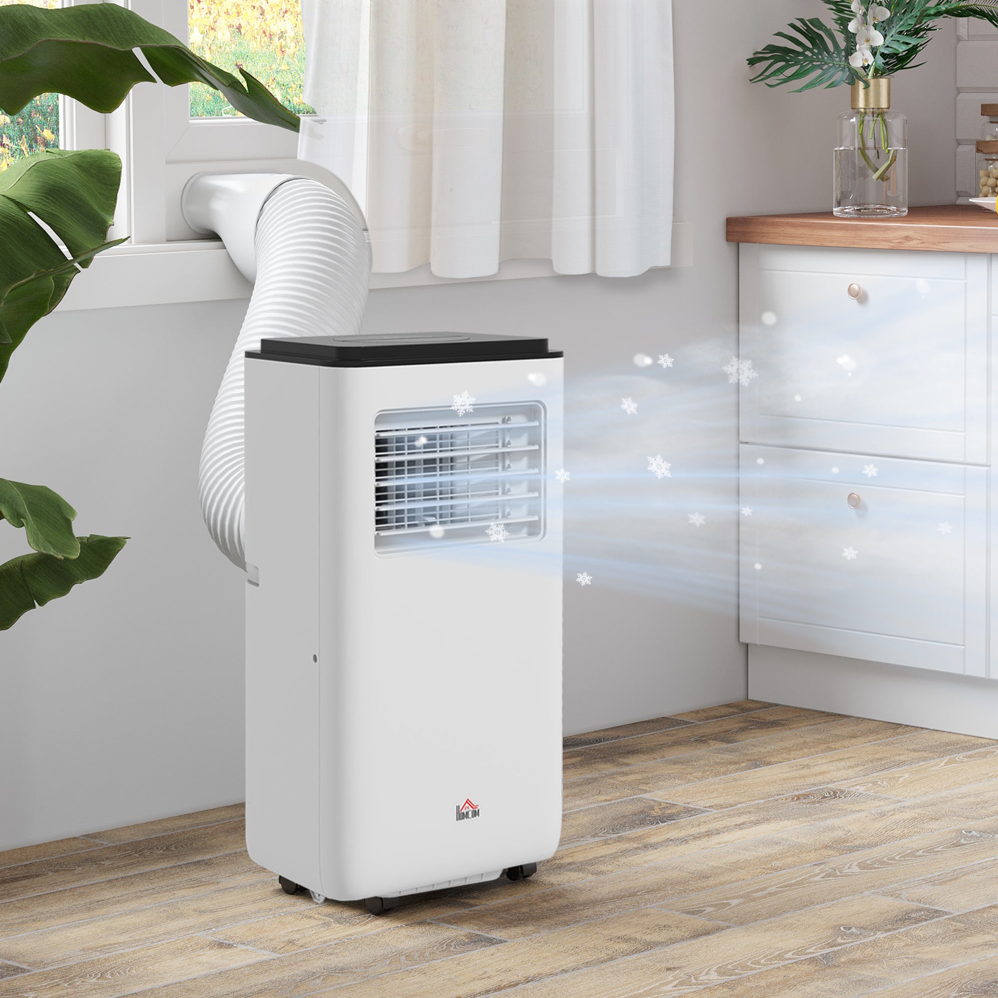 8,000 BTU Portable Air Conditioner, 345 Sq. Ft., Dehumidifier, Auto Sleep, 24H Timer, White