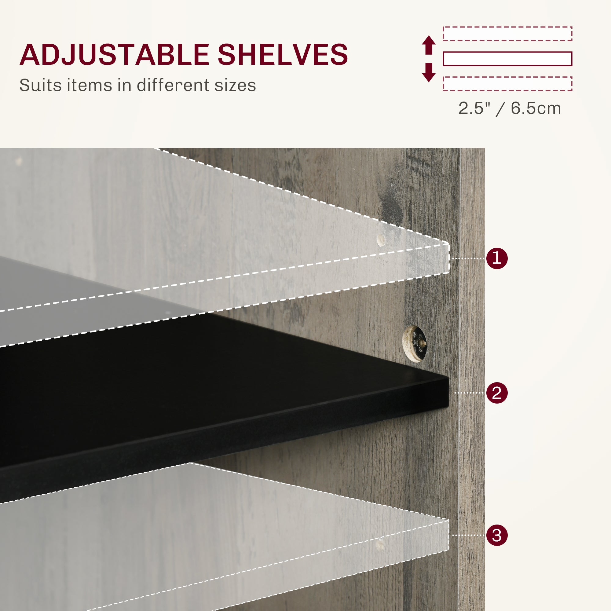 Farmhouse Sideboard Cabinet with Barn Doors, Drawer & Adjustable Shelf, Gray Wash