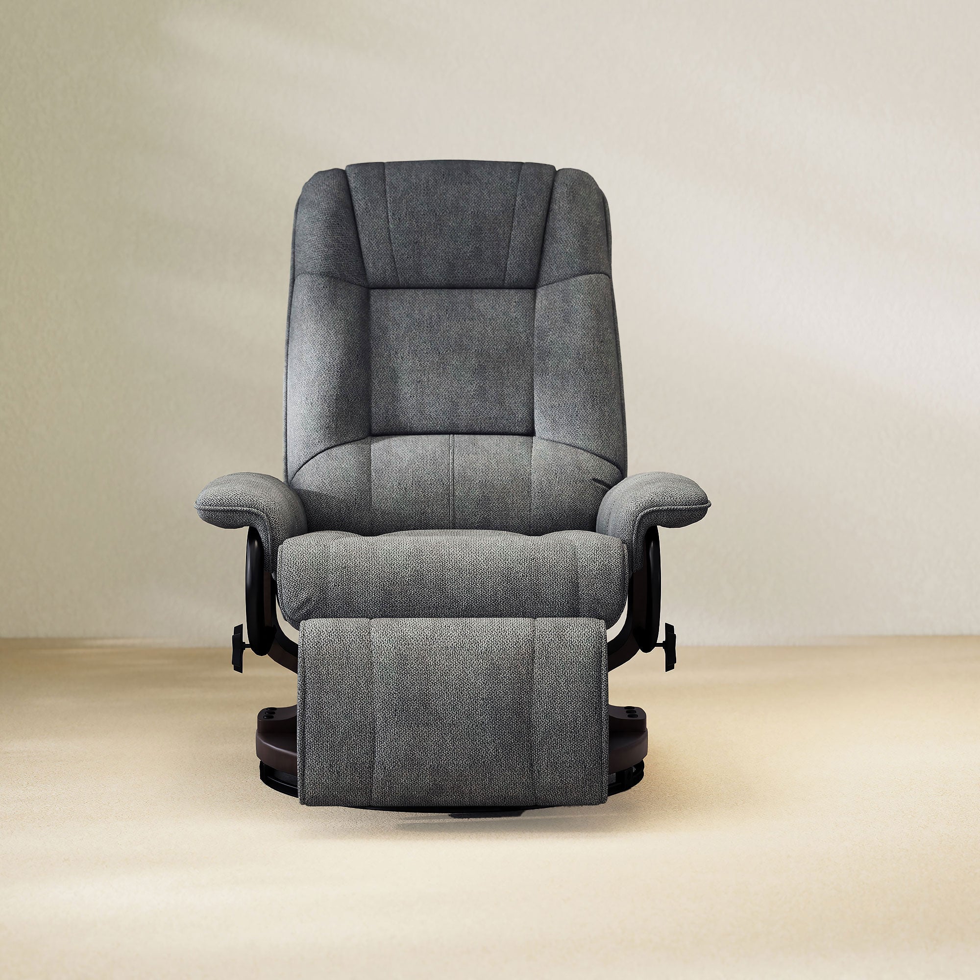 Manual Recliner Chair with Linen-Like Upholstered & Wooden Base for Living Room, Grey - HOMCOM