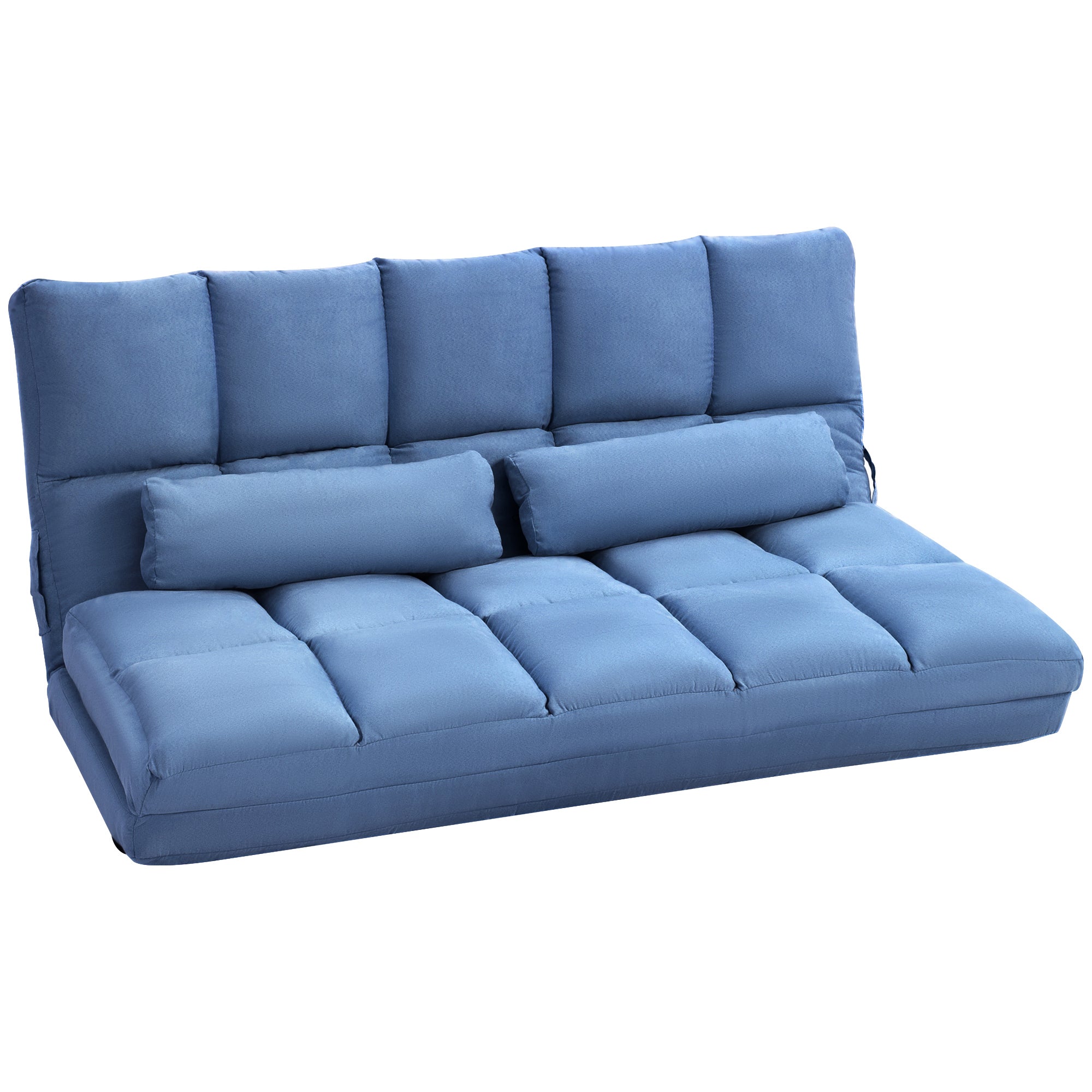 Convertible Floor Sofa Chair with 2 Pillows, Adjustable Backrest & Headrest, Blue