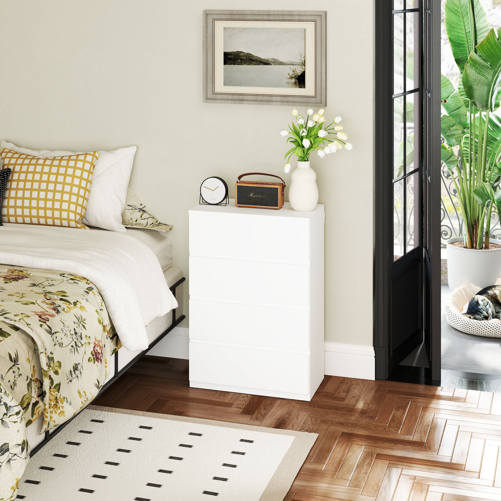 HOMCOM Chest of Drawer, 4 Drawers Storage Cabinet Freestanding Drawer Unit for Bedroom, White