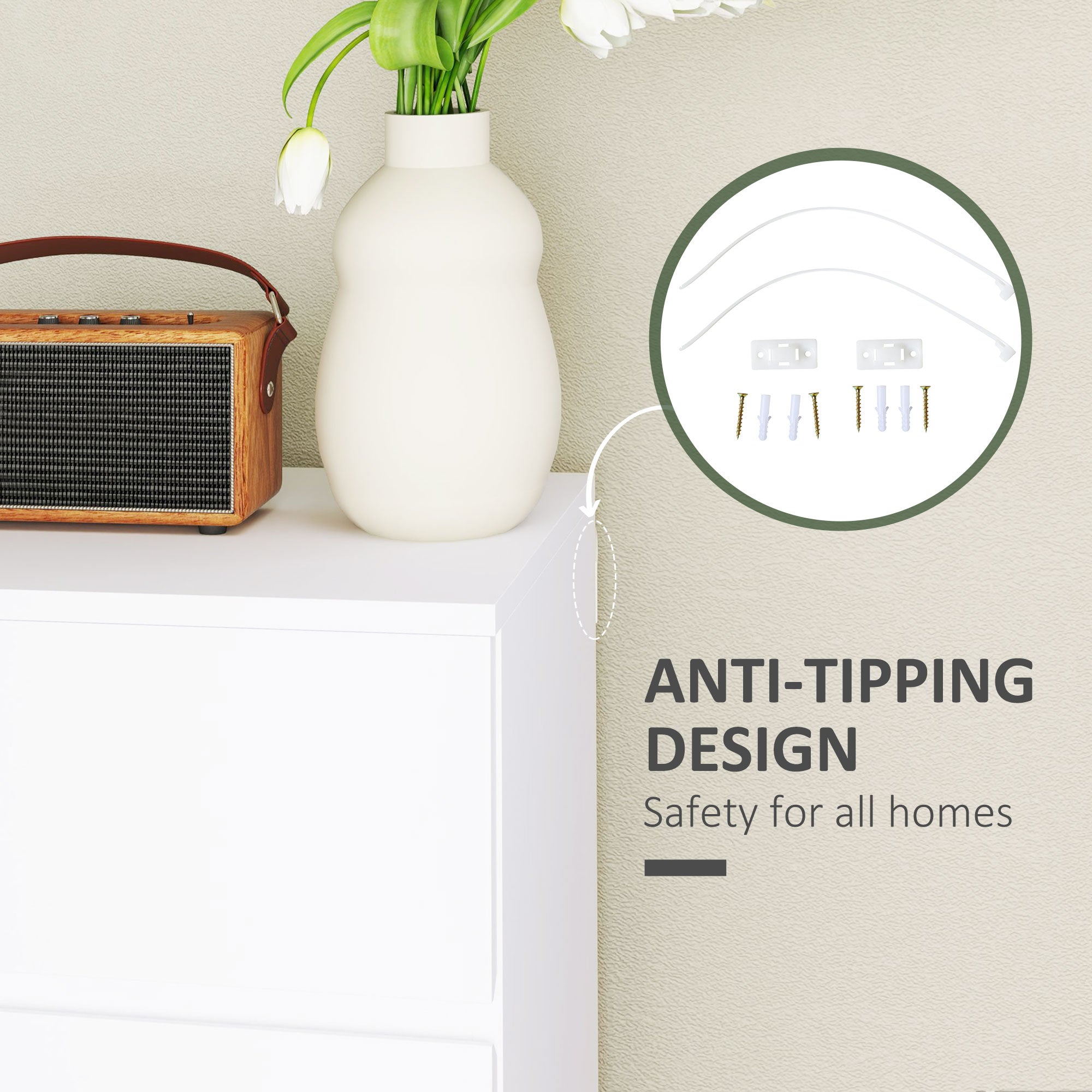 HOMCOM Chest of Drawer, 4 Drawers Storage Cabinet Freestanding Drawer Unit for Bedroom, White