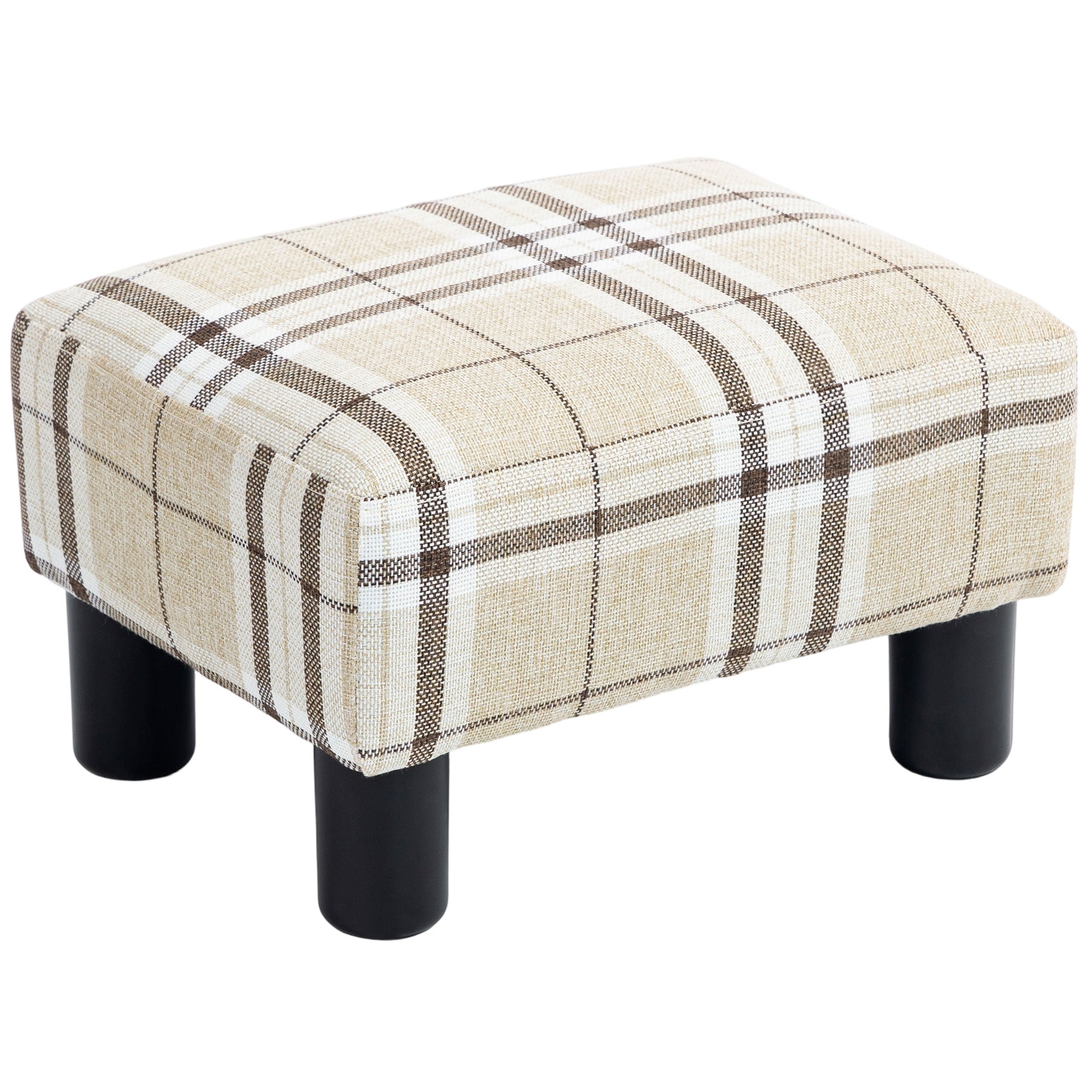 Linen-Look Fabric Foot Stool Footrest Small Seat Footrest Chair Ottoman Home Office with Legs 40 x 30 x 24cm, Multi-colored