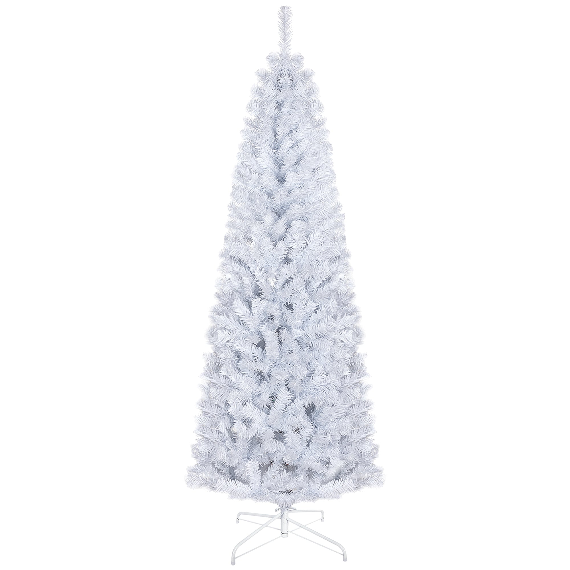 6 FT Artificial Christmas Tree, Pencil Xmas Tree, 818 Tips, Holiday Decoration, White