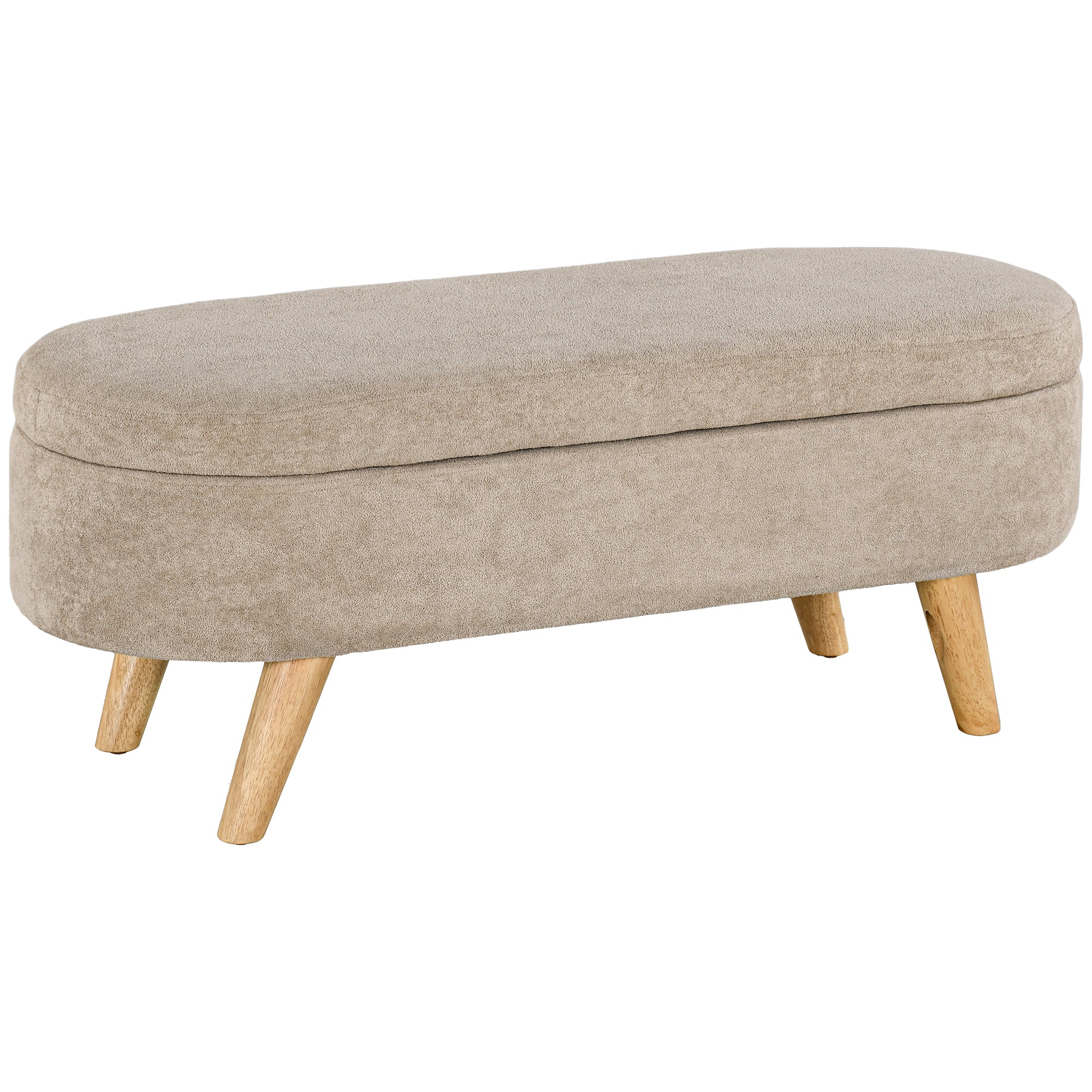 43.3" Upholstered End of Bed Bench with Wood Legs, Storage Ottoman for Entryway, Beige