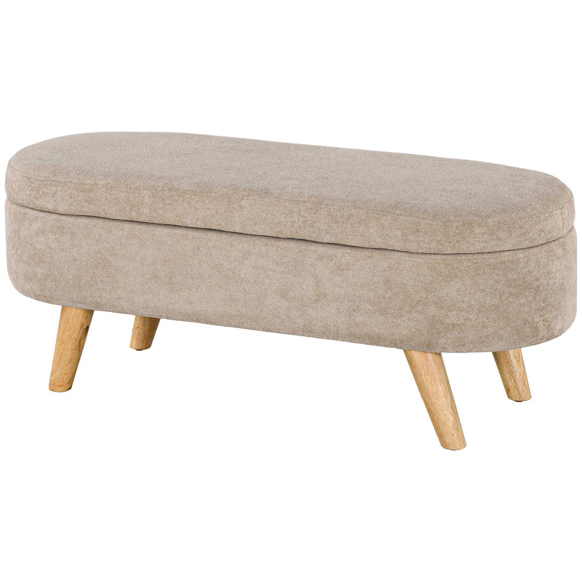 43.3" Upholstered End of Bed Bench with Wood Legs, Storage Ottoman for Entryway, Beige