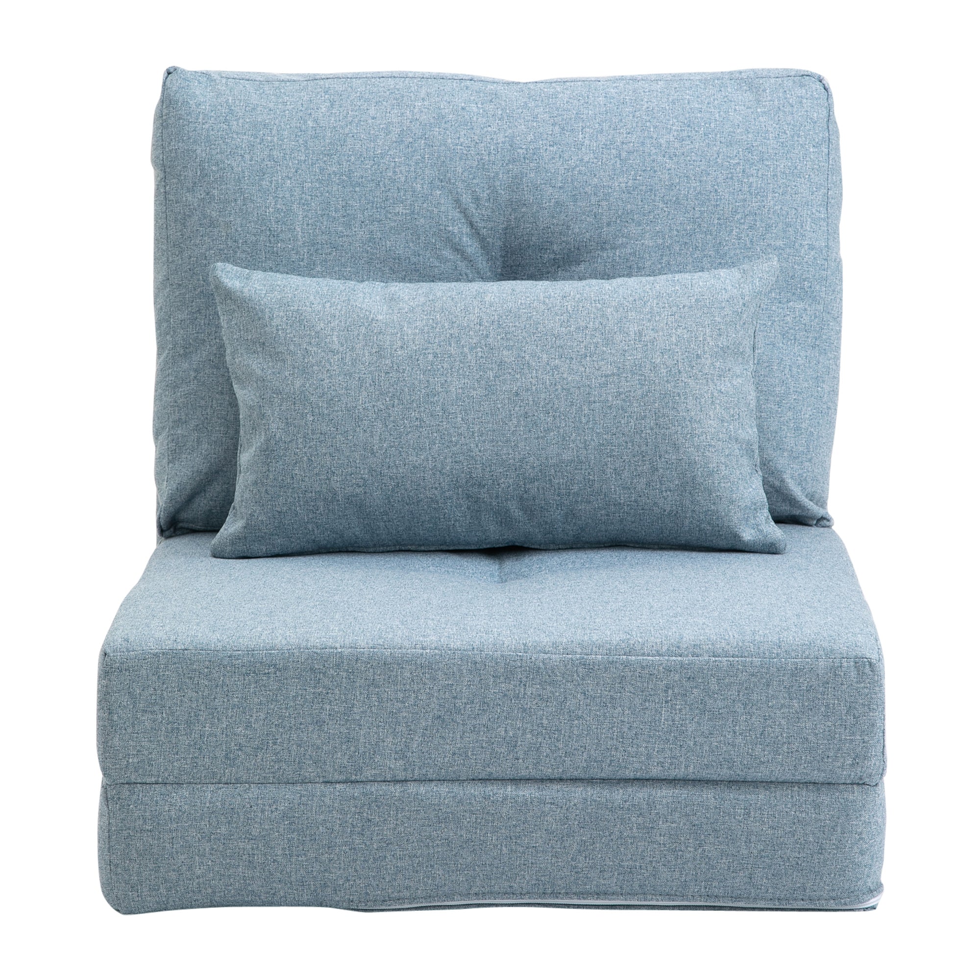 Convertible Flip Chair, Folding Upholstered Couch Bed w/ Adjustable Backrest, Blue