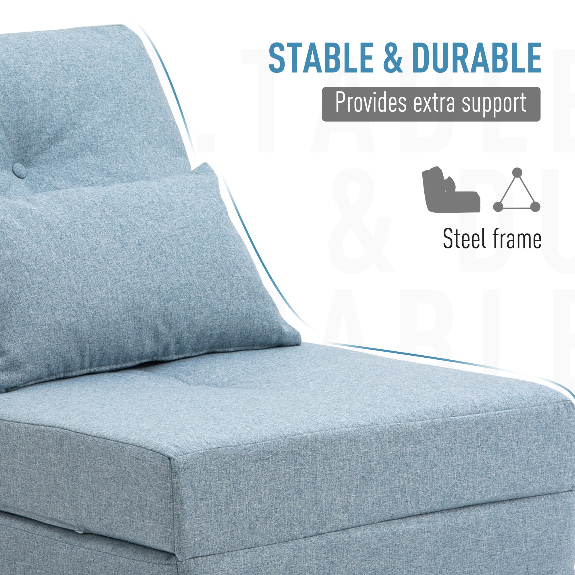 Convertible Flip Chair, Folding Upholstered Couch Bed w/ Adjustable Backrest, Blue