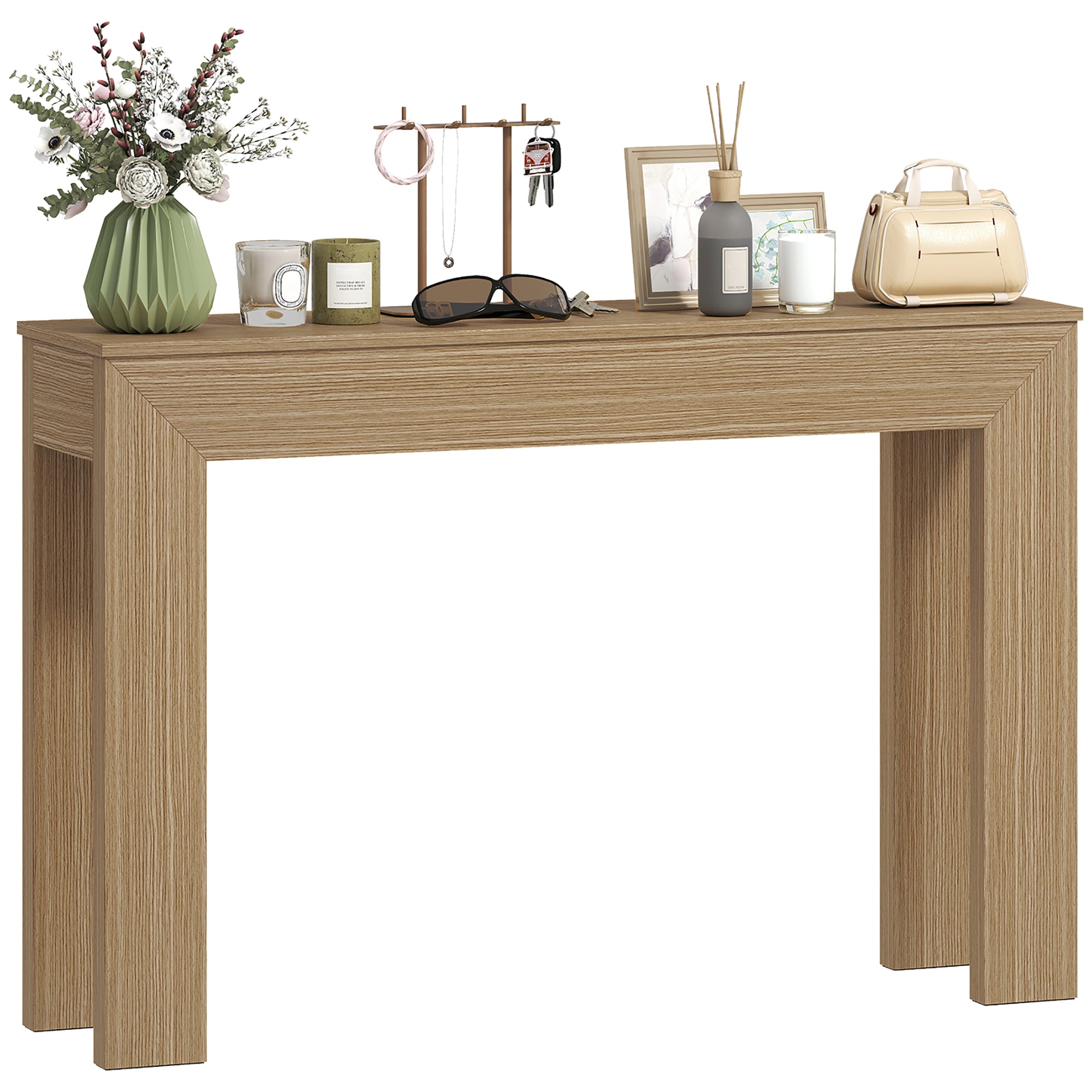 Modern Console Table, 47" Narrow Entryway Table for Living Room, Hallway, Natural Wood