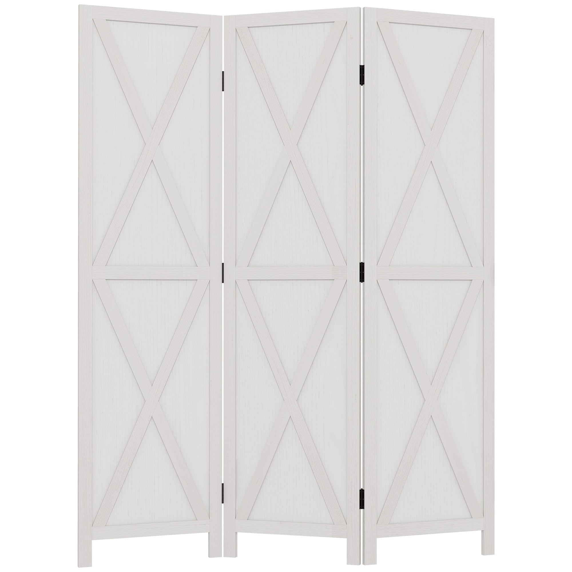 HOMCOM 3 Panel Room Divider, 5.6 Ft Folding Privacy Screen, Freestanding Wooden Wall Partition for Bedroom, Office, White
