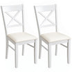 Dining Chairs Set of 2, Upholstered Kitchen Chairs with Rubberwood Frame, Padded Seat and X-Back for Living Room, Dining Room, Kitchen, White