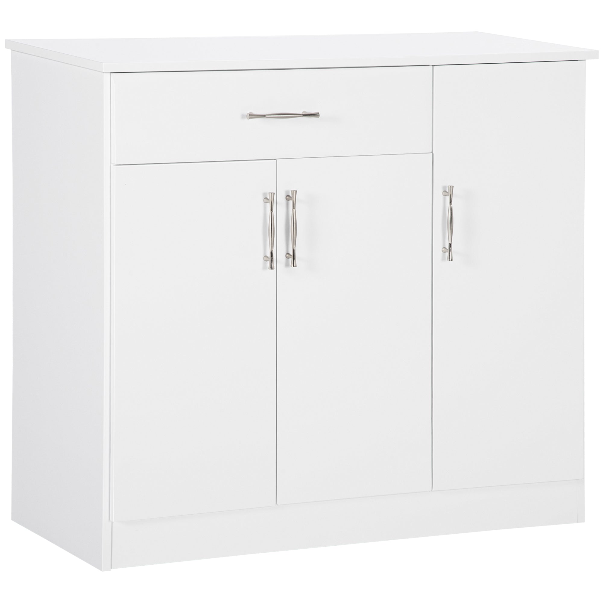 Kitchen Sideboard Buffet Table w/ Drawer, Double Door Cabinet & Adjustable Shelves, White