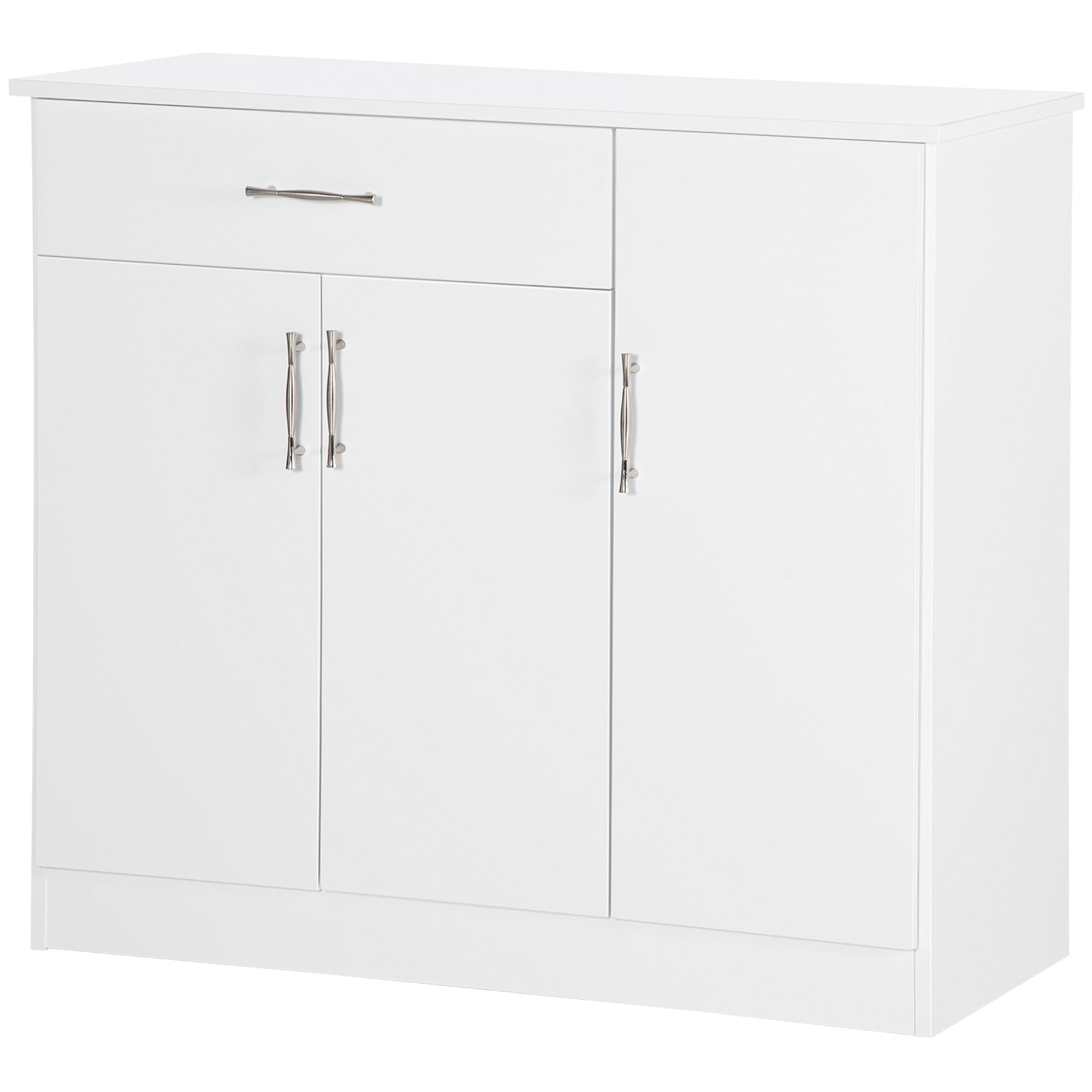Kitchen Sideboard Buffet Table w/ Drawer, Double Door Cabinet & Adjustable Shelves, White