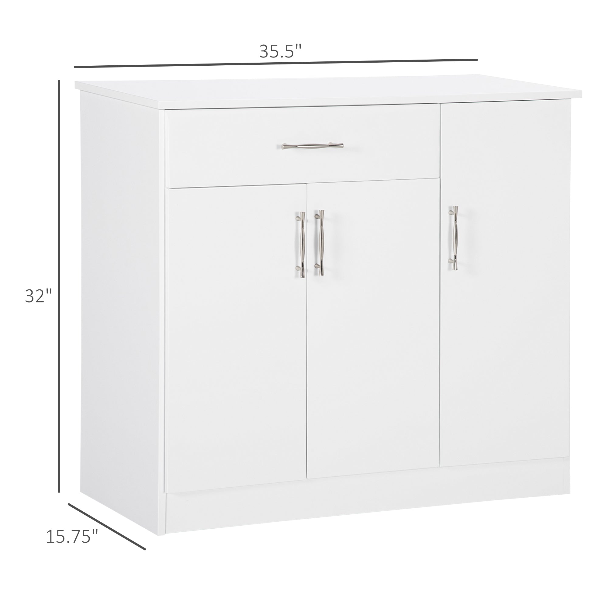 Kitchen Sideboard Buffet Table w/ Drawer, Double Door Cabinet & Adjustable Shelves, White