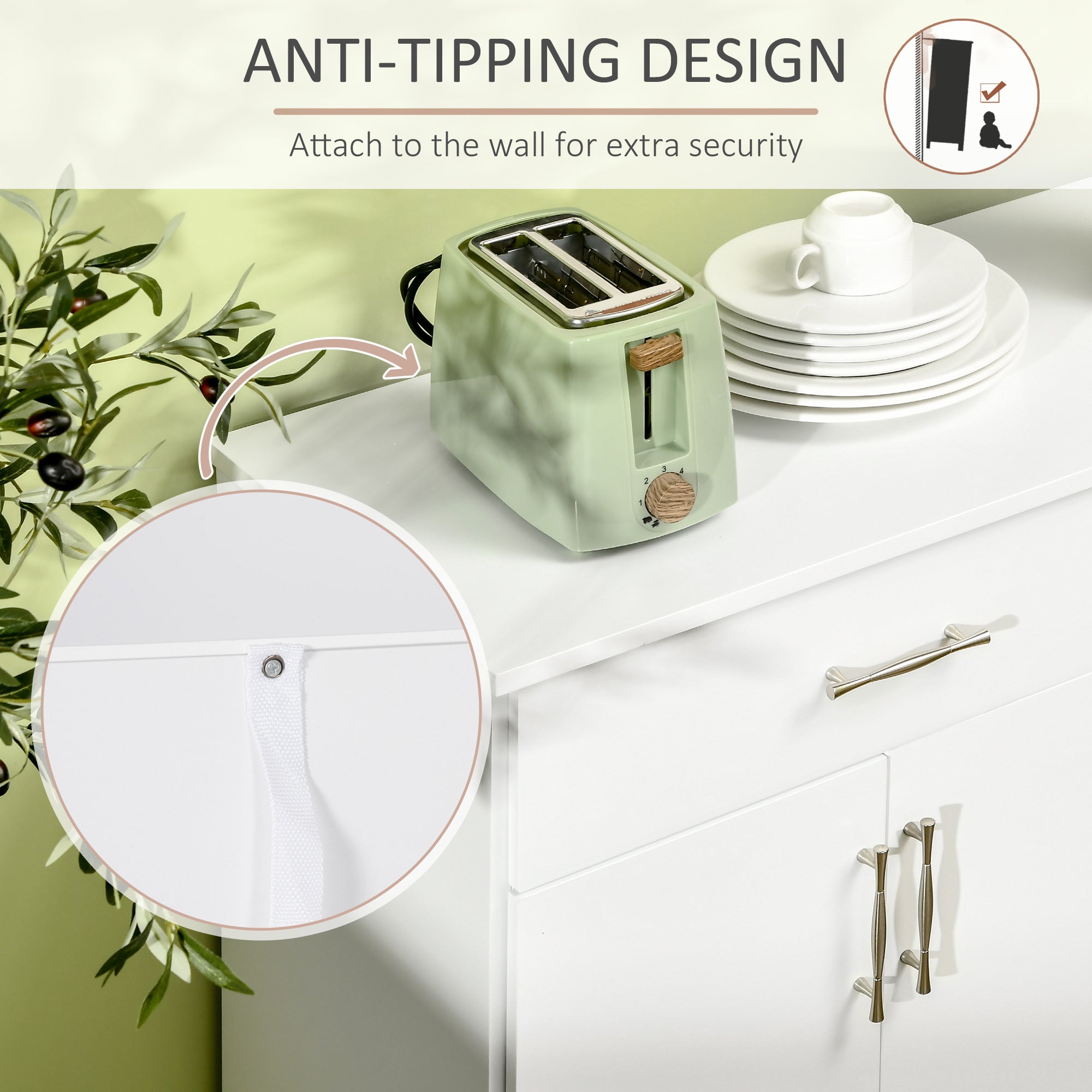 Kitchen Sideboard Buffet Table w/ Drawer, Double Door Cabinet & Adjustable Shelves, White