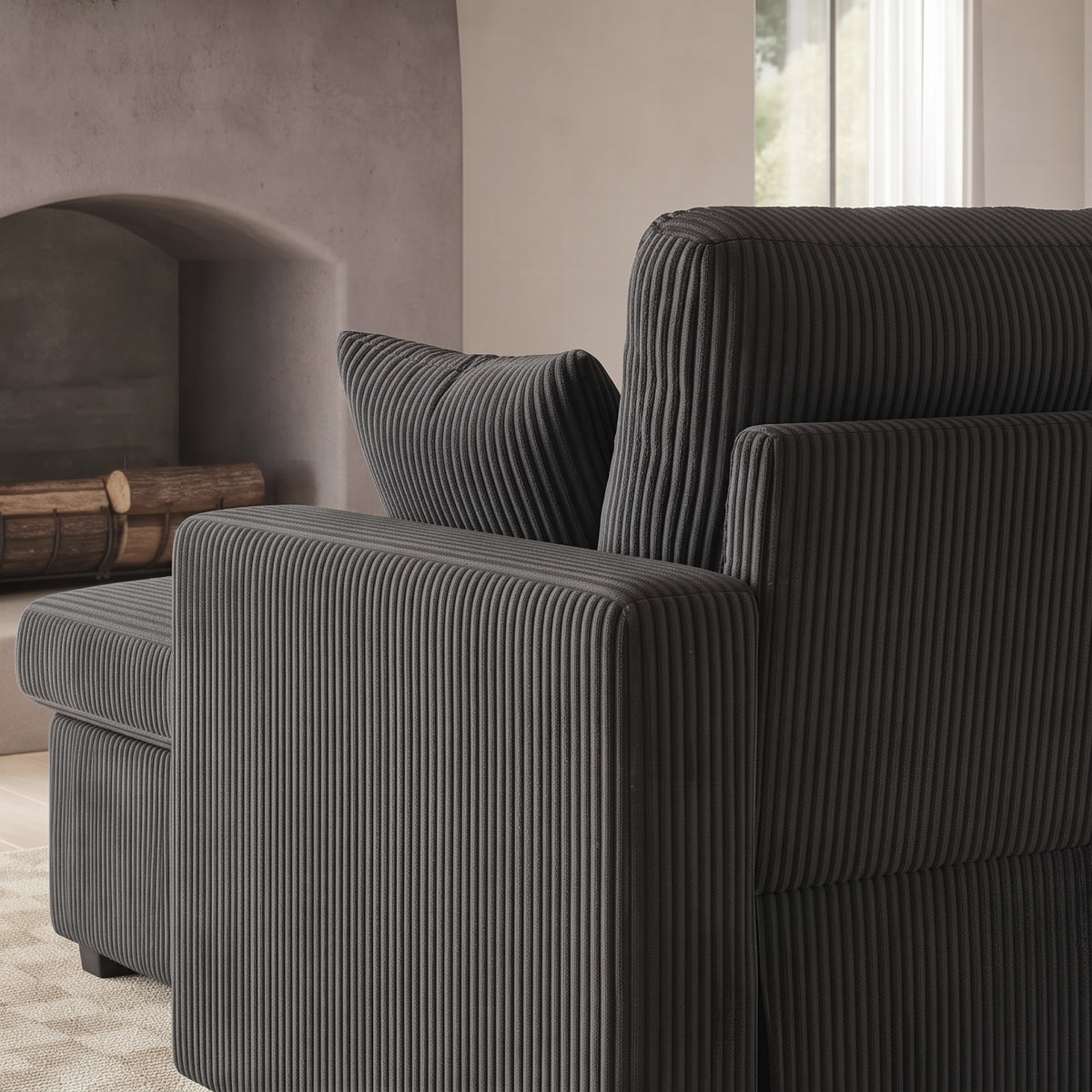 FlexLiving 81" L-Shaped Reversible Storage Sleeper Sectional, Dark Grey