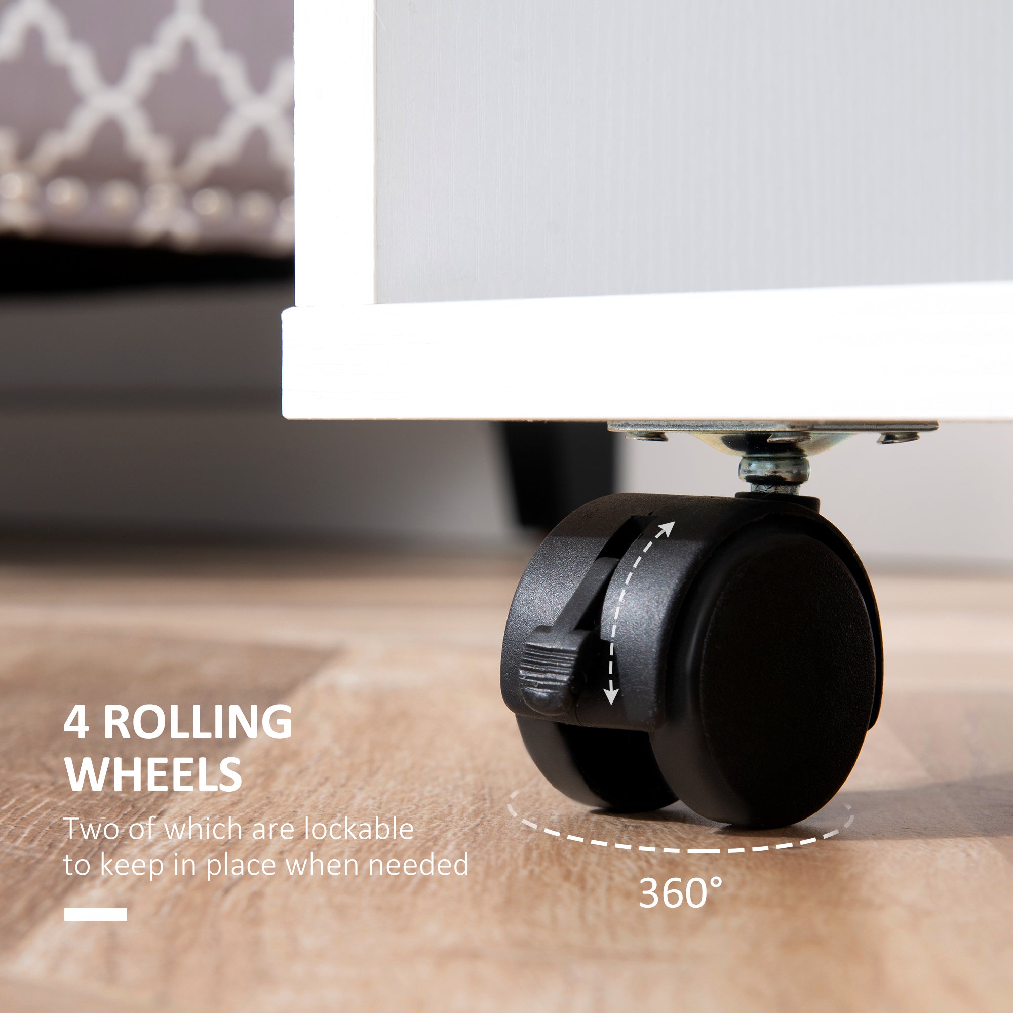 HOMCOM Open Wardrobe for Bedroom, Small Wardrobe on Wheels with Clothes Rail, Storage Shelves, Mobile Garment Rack for Clothes Storage, Cloakroom, Hallway, White