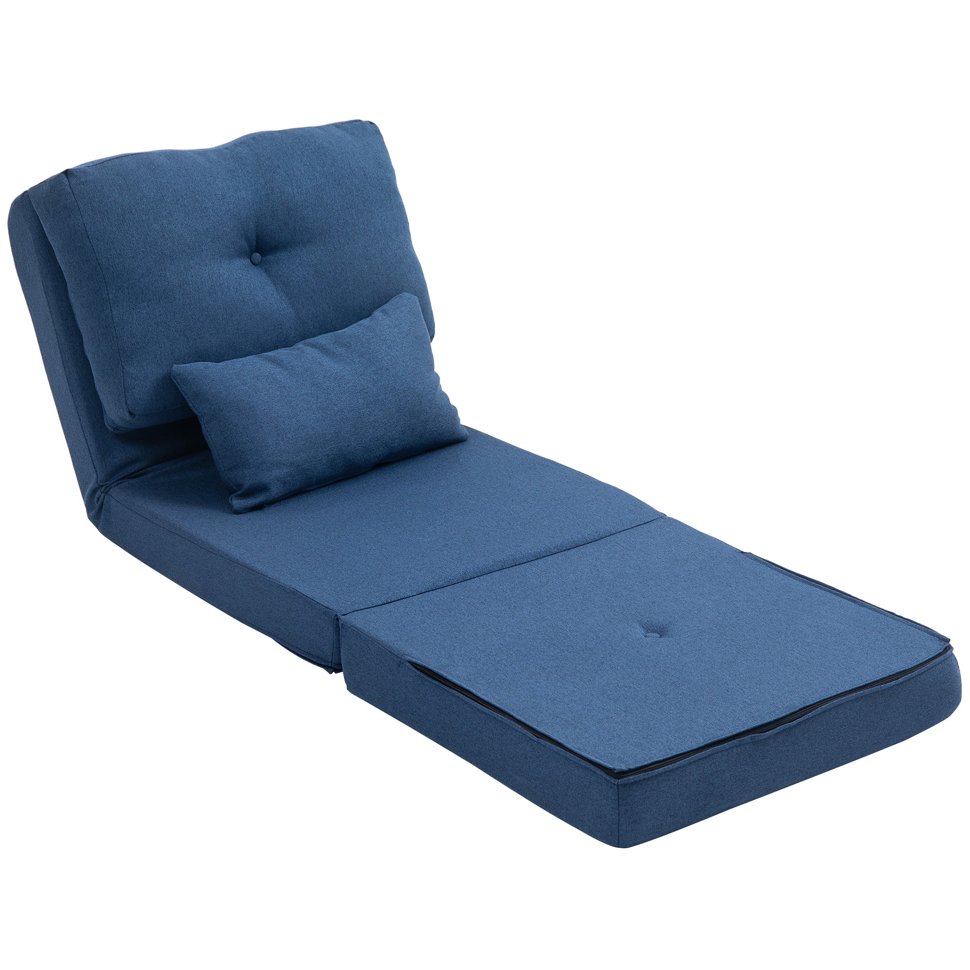 Convertible Chair, Floor Lazy Sofa with Adjustable Backrest, Dark Blue