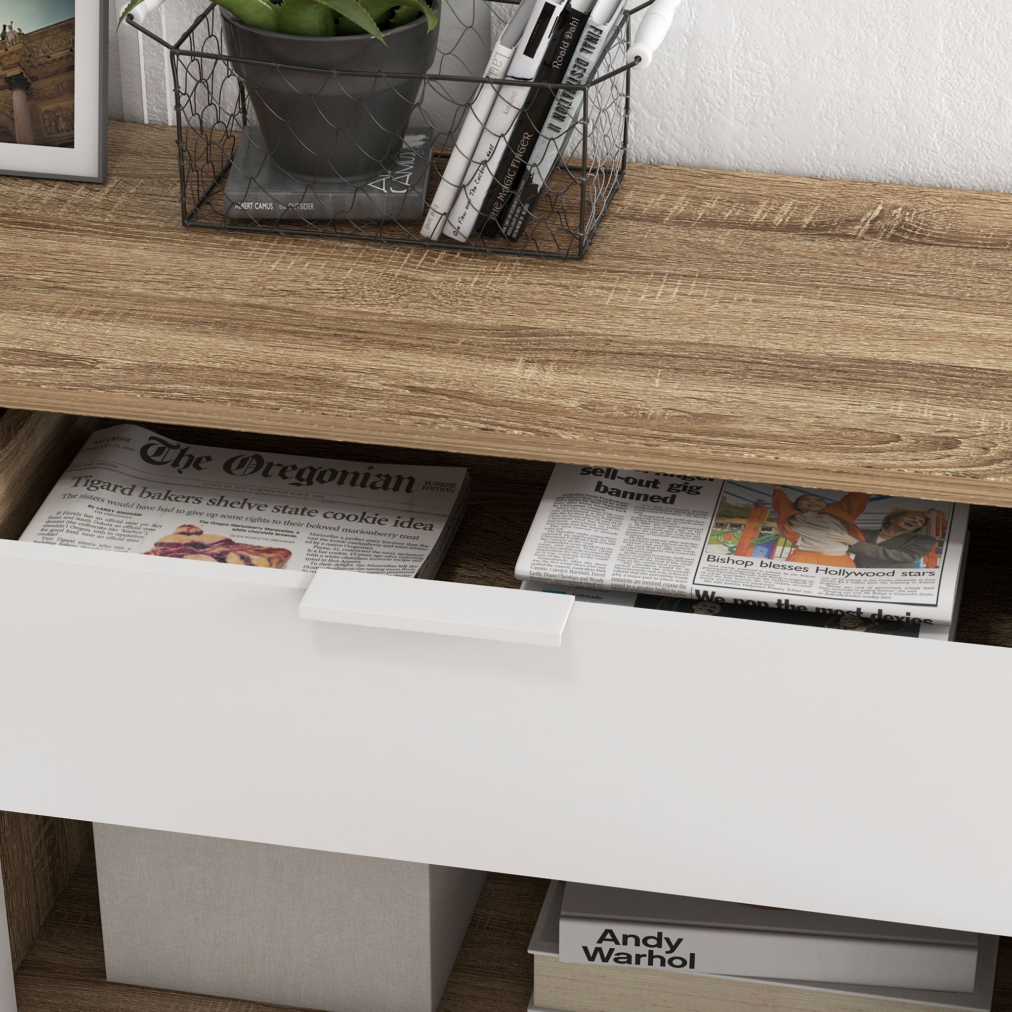 HOMCOM Sideboard, Modern Kitchen Cabinet, Storage Cabinet with Drawer, Soft Close Doors, 3 Open Compartments and Adjustable Shelves, White