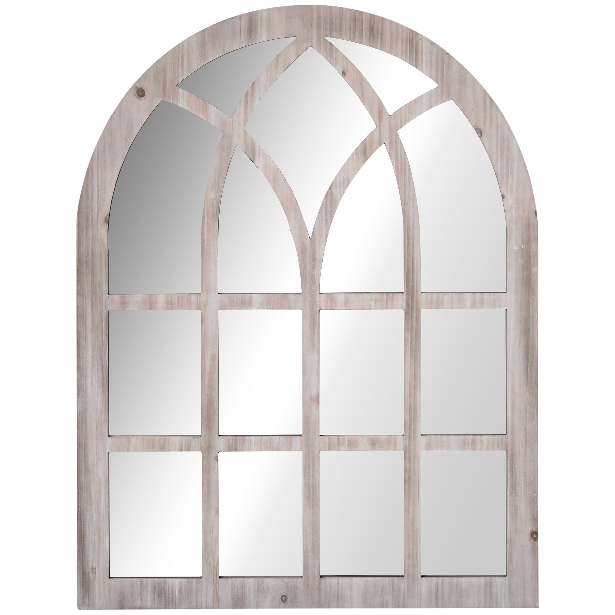 41" x 31.5" Large Rustic Arch Window Mirror for Living Room, Bedroom, Entryway, Natural