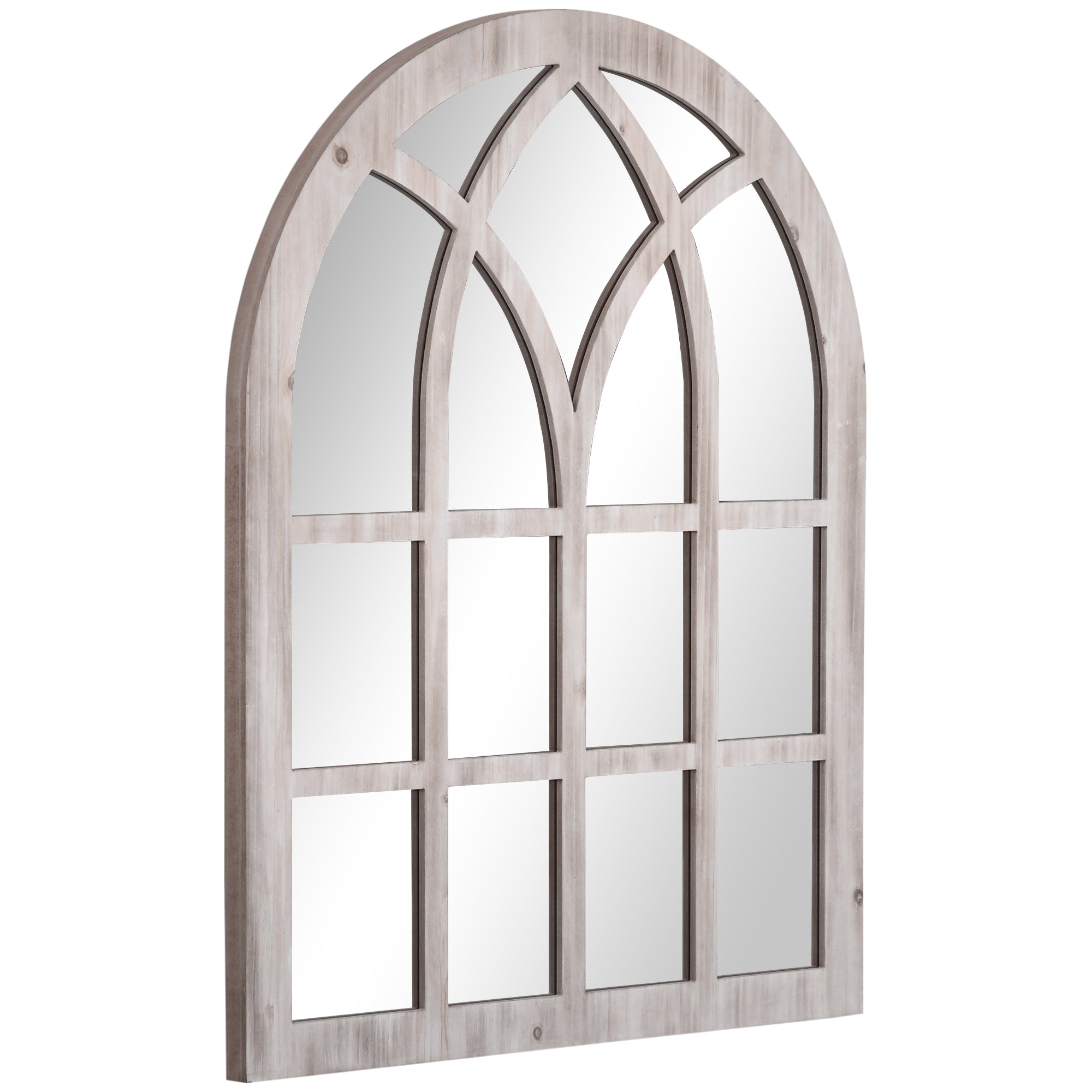 41" x 31.5" Large Rustic Arch Window Mirror for Living Room, Bedroom, Entryway, Natural