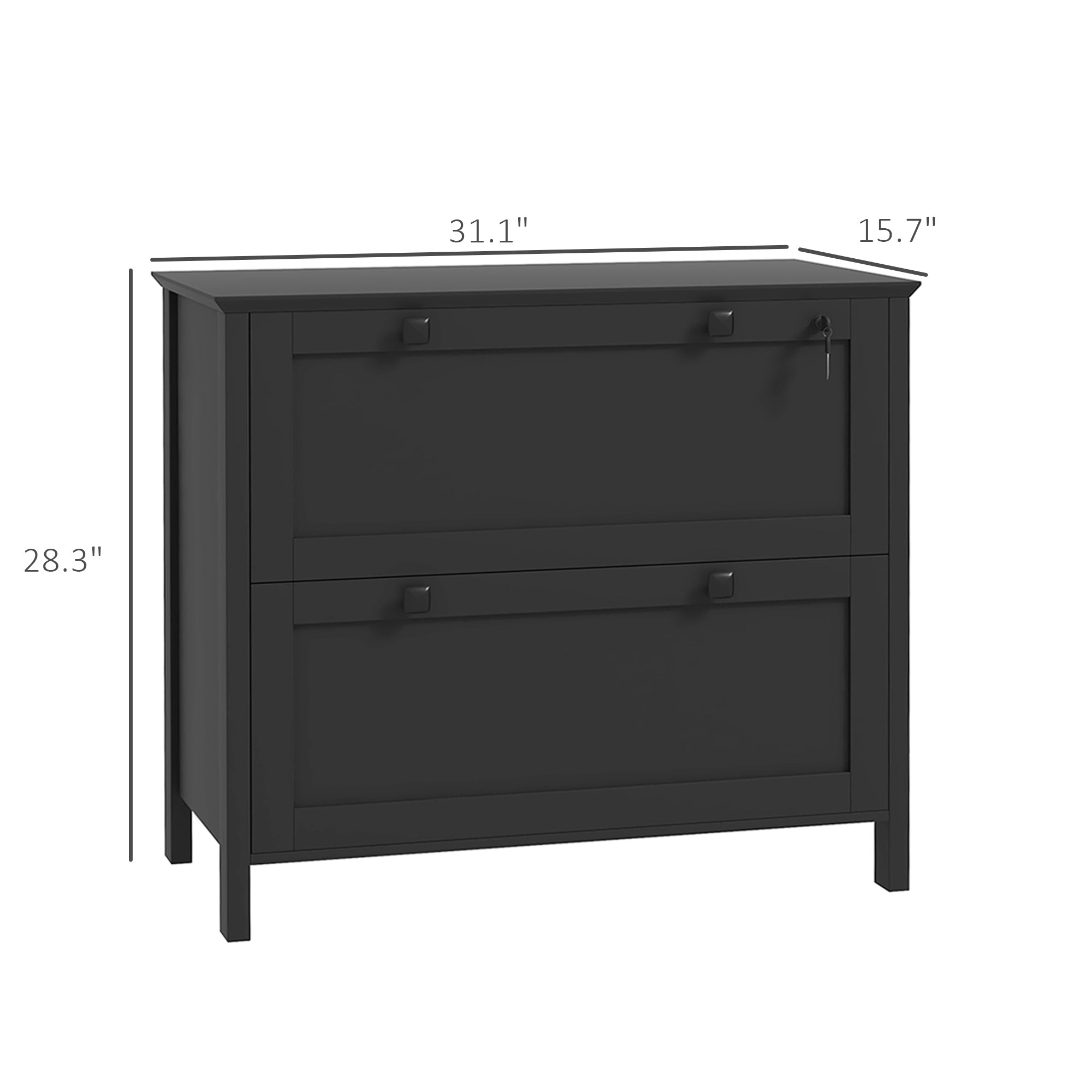 2 Drawer File Cabinet with Lock and Adjustable Hanging Bar Black