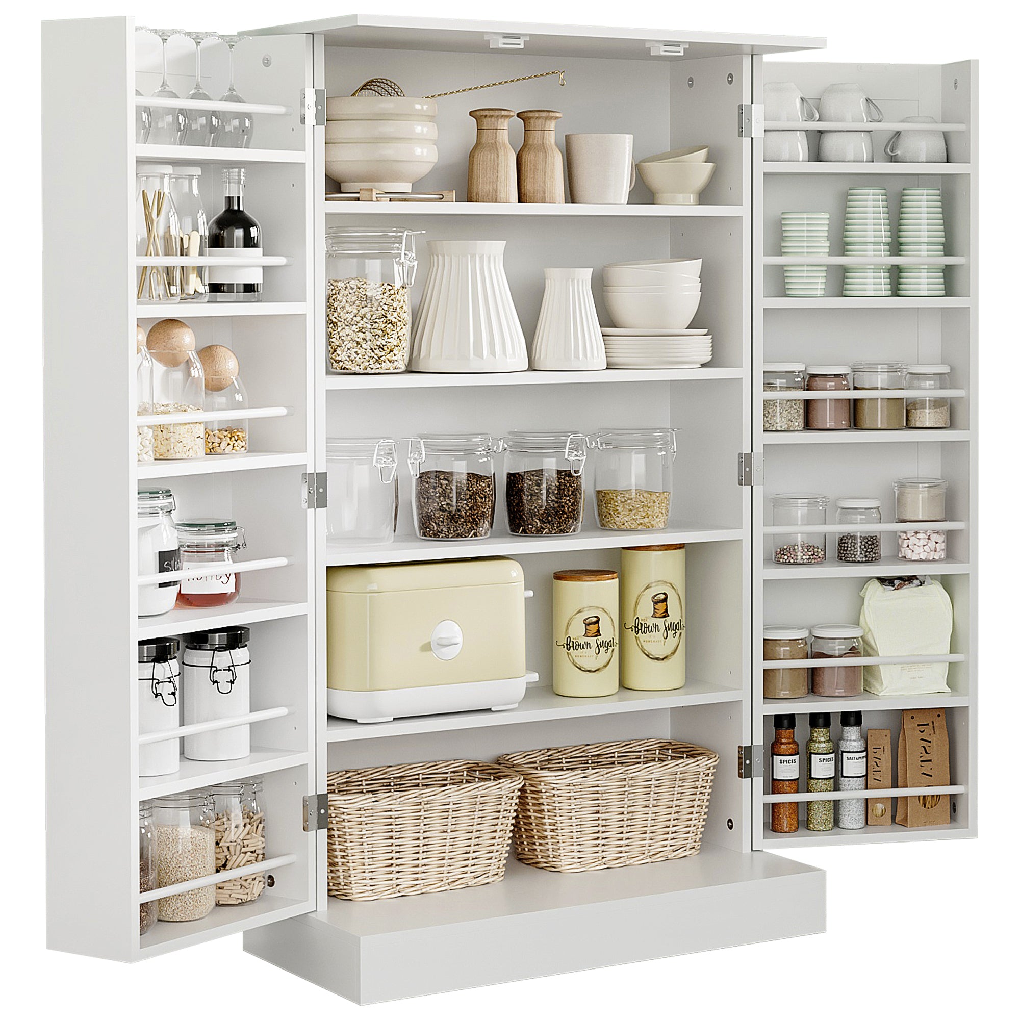 41" Modern Kitchen Pantry Freestanding Storage Cabinet White