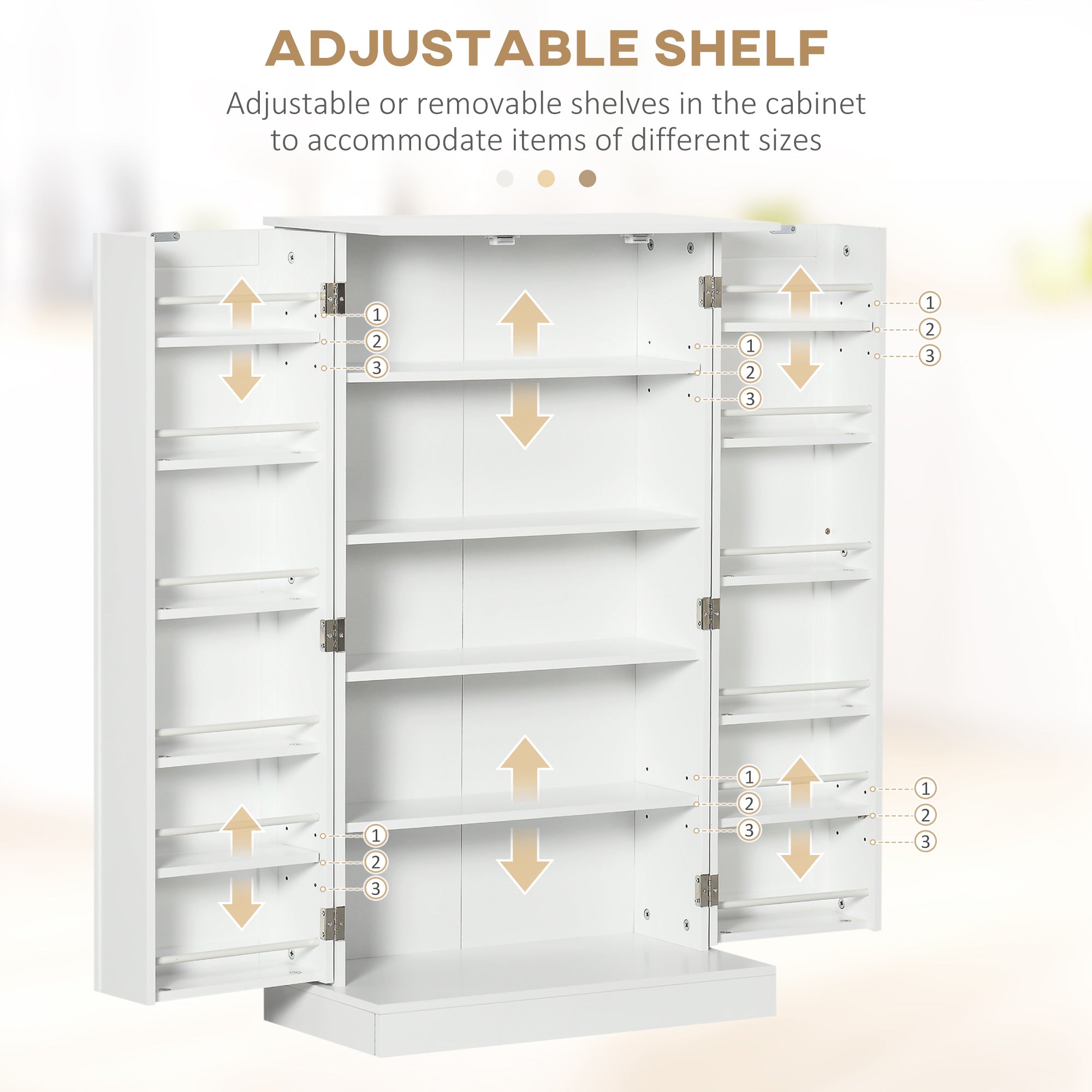 41" Modern Kitchen Pantry Freestanding Storage Cabinet White