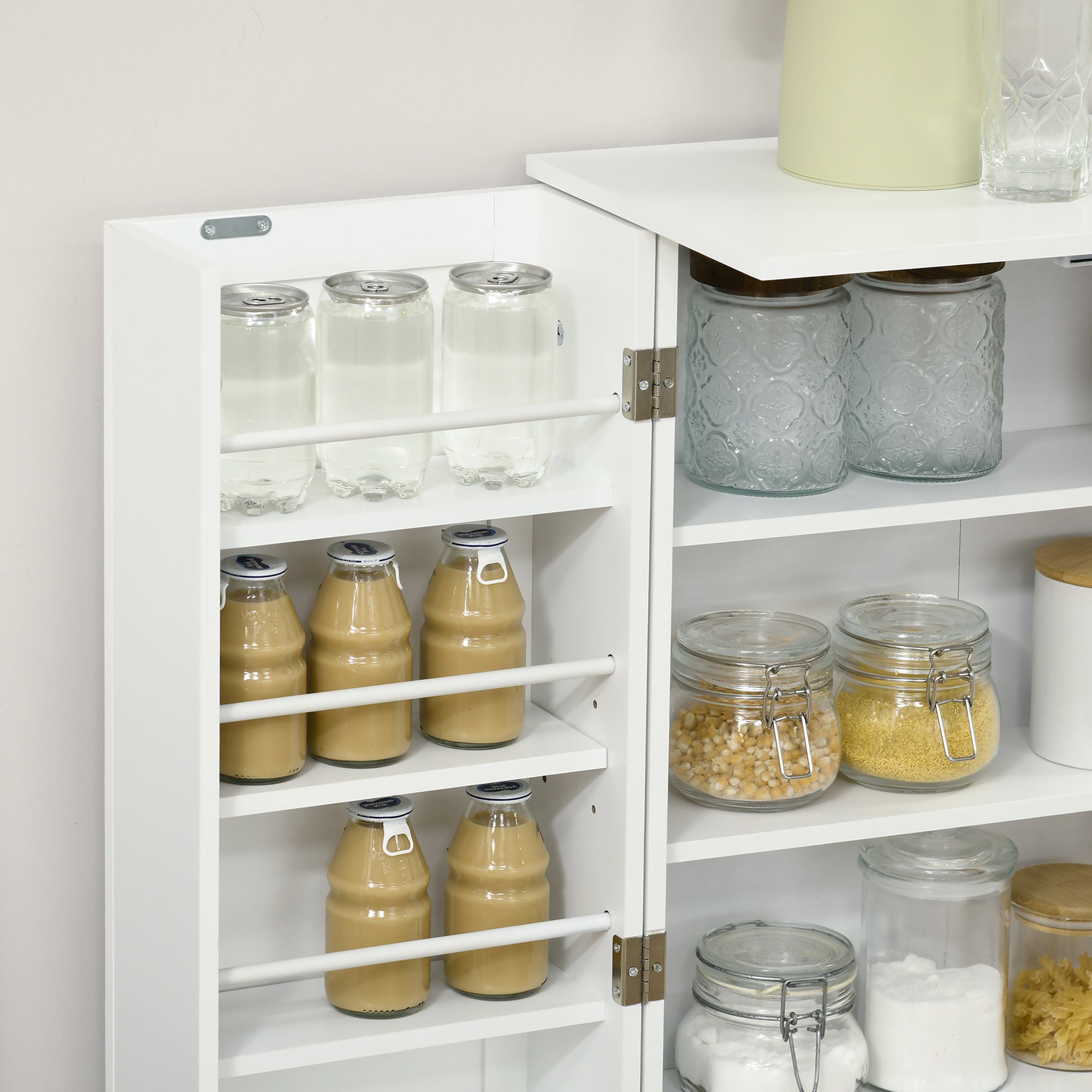 41" Modern Kitchen Pantry Freestanding Storage Cabinet White