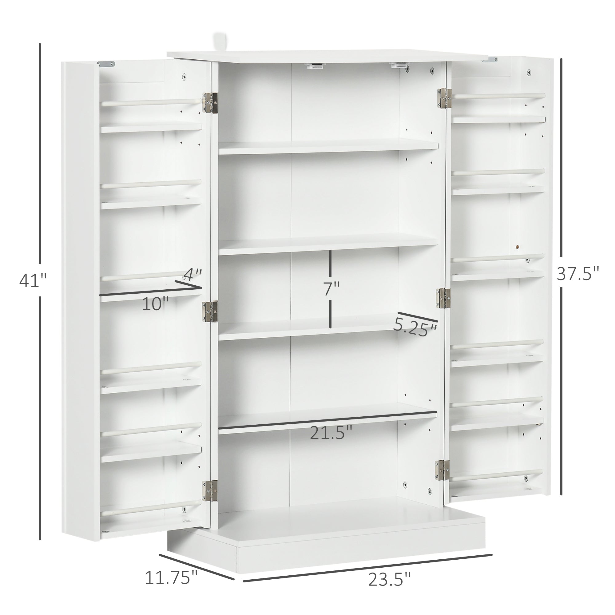 41" Modern Kitchen Pantry Freestanding Storage Cabinet White
