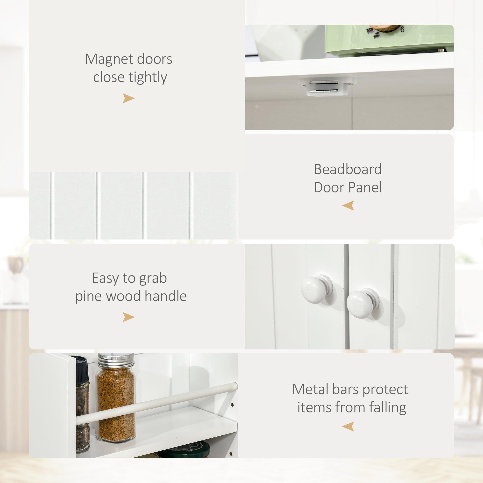 41" Modern Kitchen Pantry Freestanding Storage Cabinet White