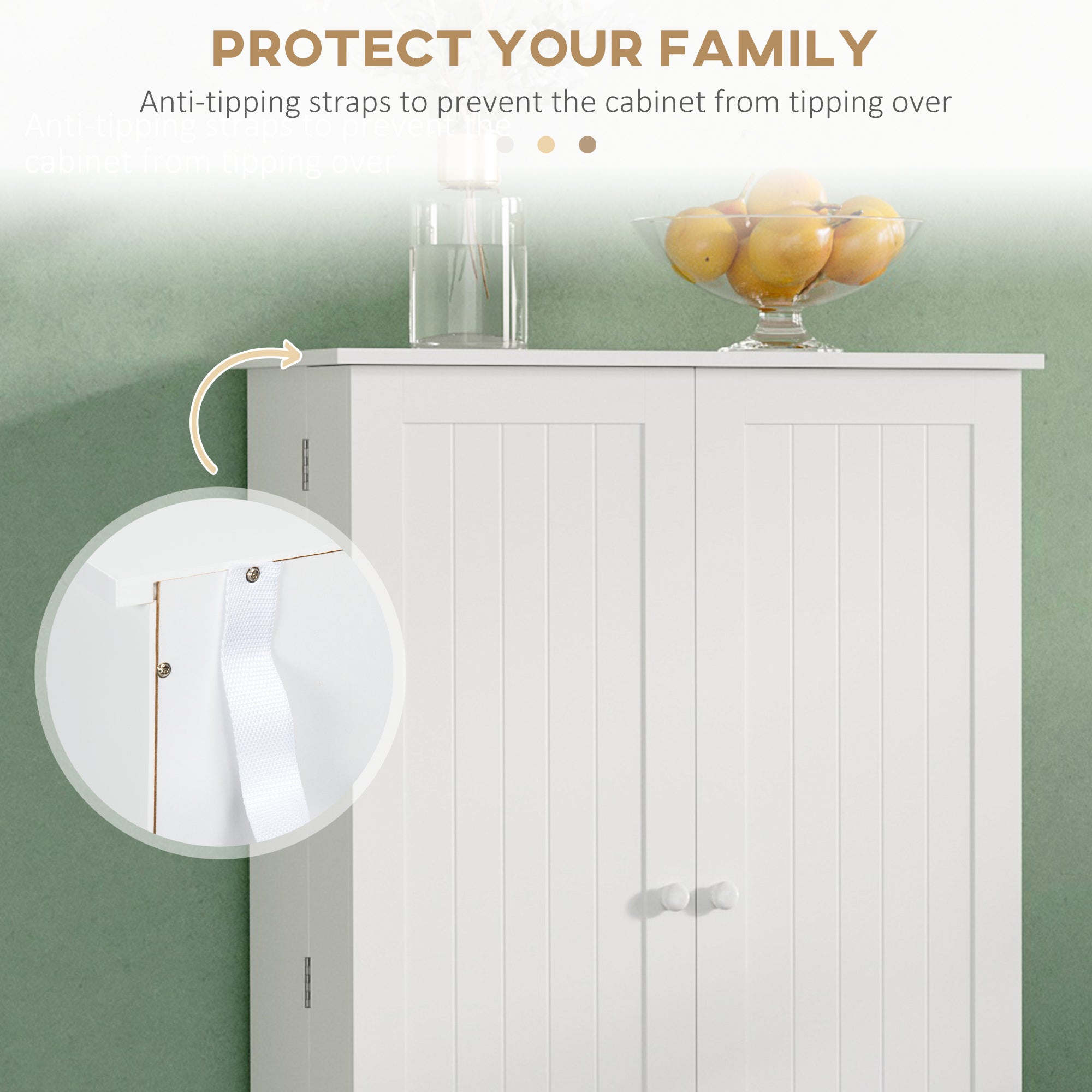 41" Modern Kitchen Pantry Freestanding Storage Cabinet White