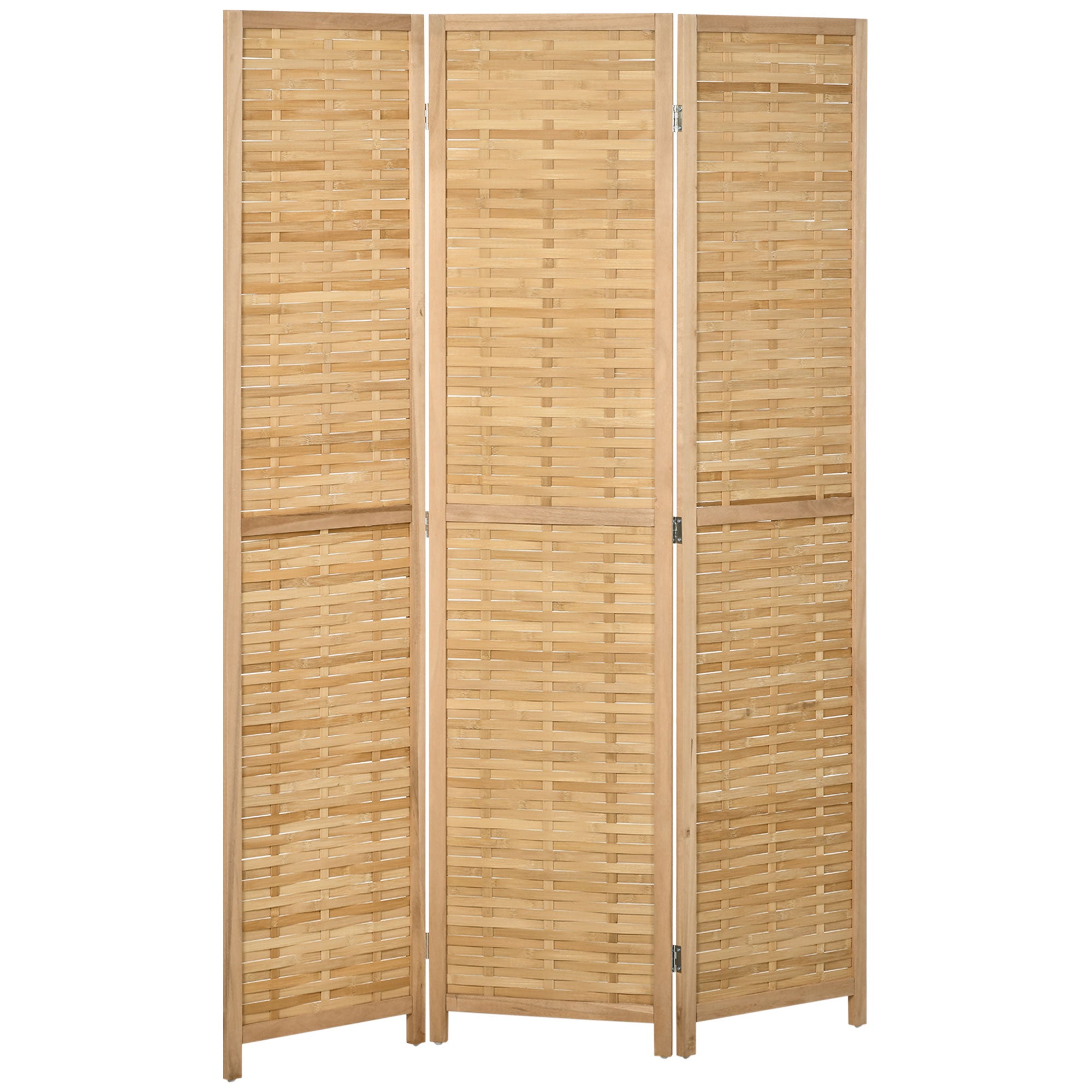 3 Panel Hand Woven Room Divider, Bamboo Folding Privacy Screen, 47.25"x67"x0.75"