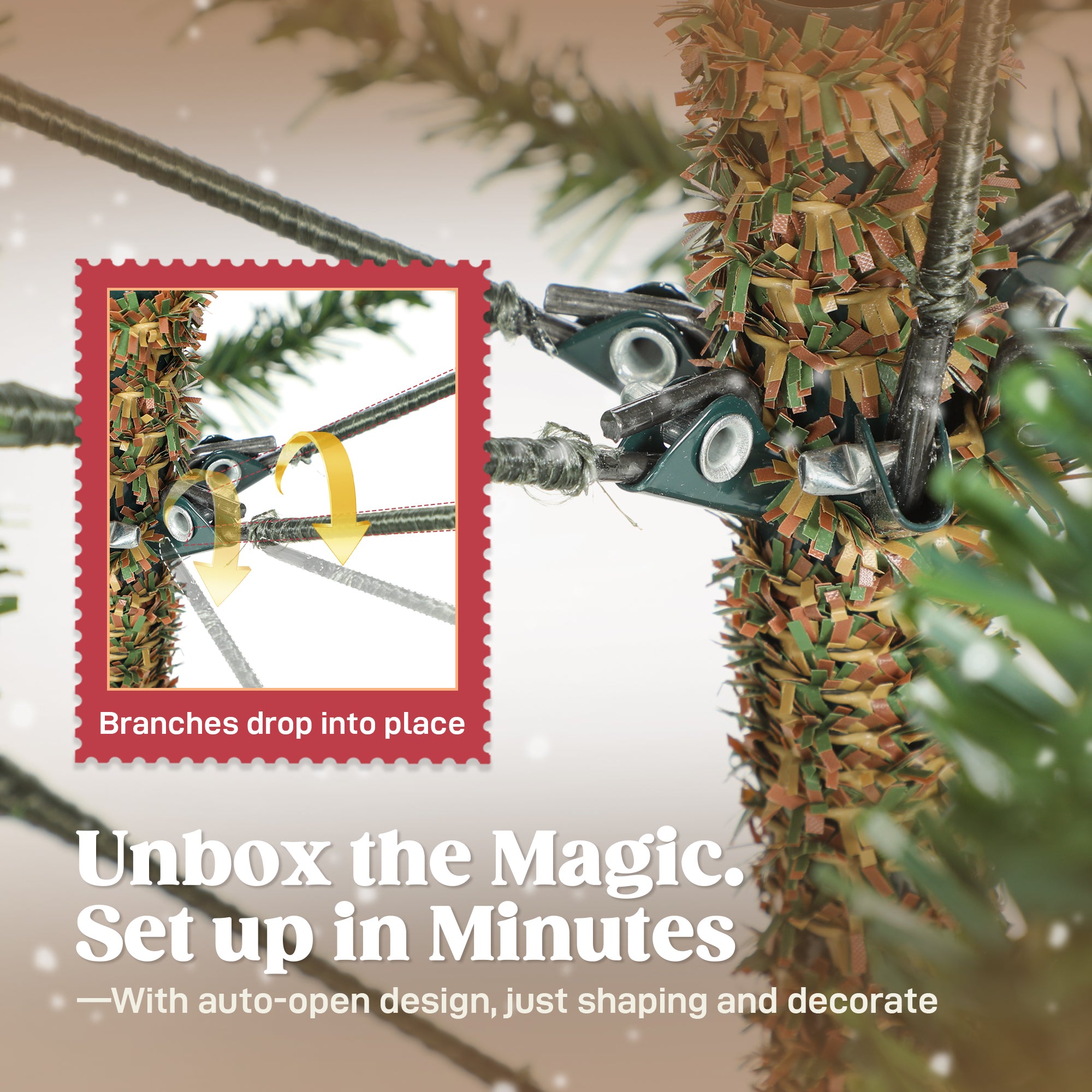 6 ft Artificial Christmas Tree with 1814 Realistic Dense Branches, Full Spruce, Hinged Xmas Tree with Metal Stand, Easy Assembly, Green