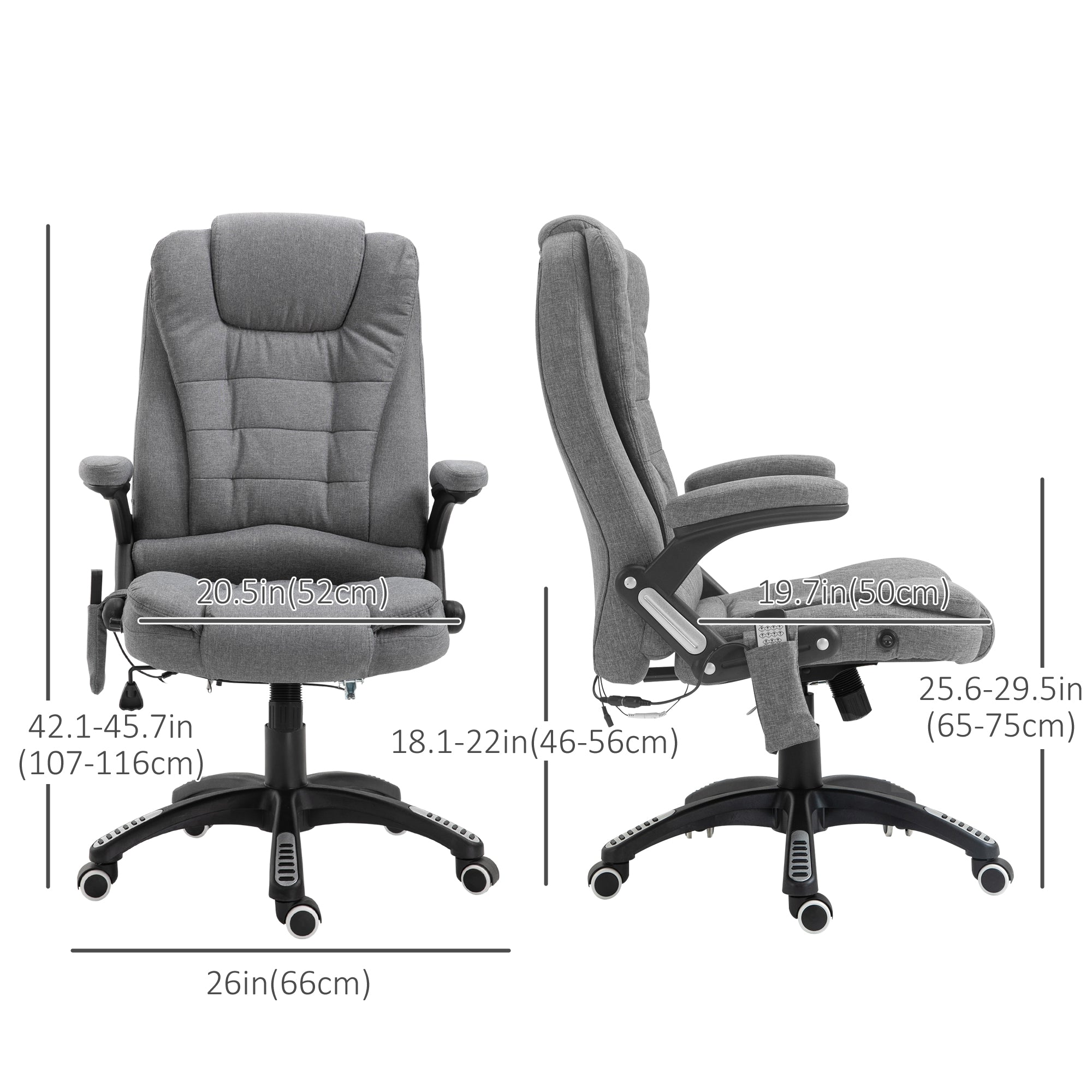 Vinsetto 6 Point Vibrating Massage Home Office Chair High Back Executive Chair with Reclining Back, Swivel Wheels, Grey