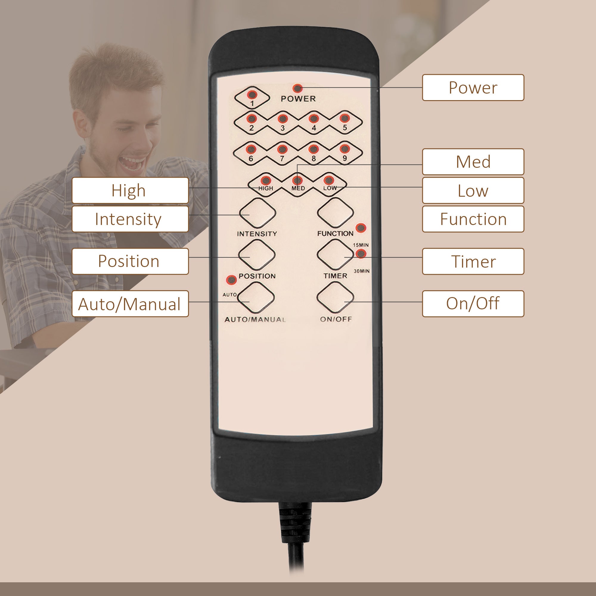 Vinsetto 6 Point Vibrating Massage Home Office Chair High Back Executive Chair with Reclining Back, Swivel Wheels, Grey