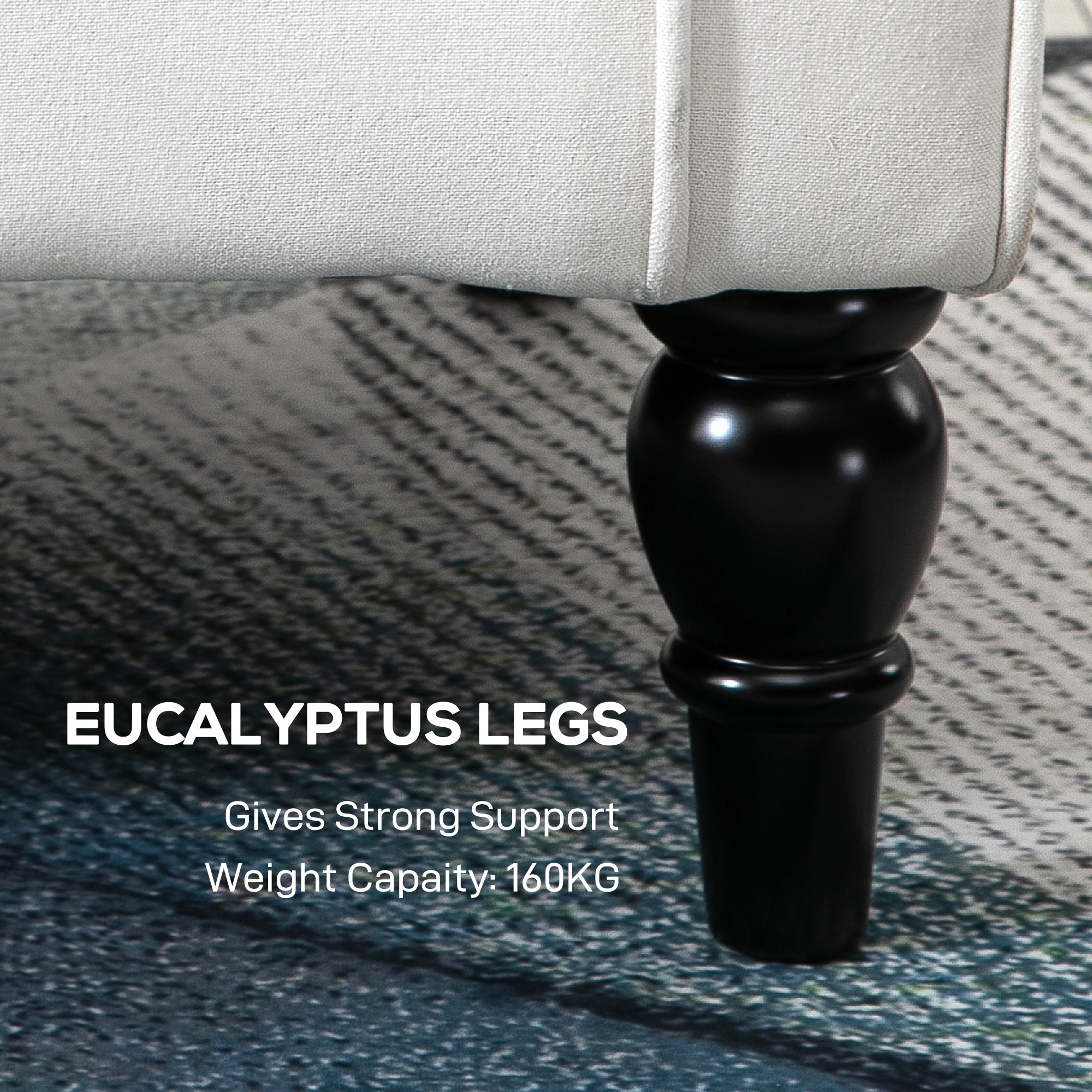 Mid-Century Accent Chair w/ High Wingback, Button-Tufted Fabric & Retro Wood Legs, Cream White