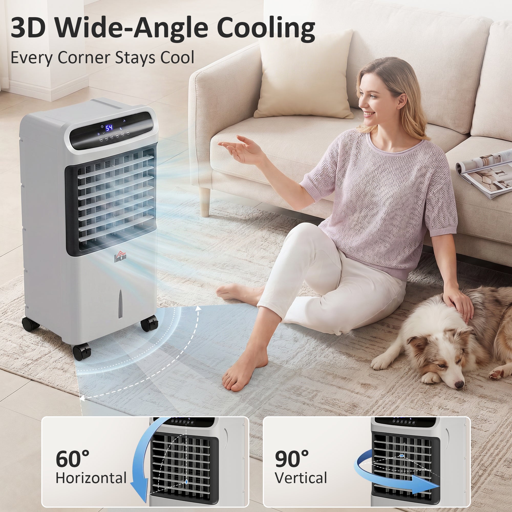 3-In-1 Ice Cooling Fan, Mobile Evaporative Air Cooler with Remote, Timer, Oscillating for Home Office, Bedroom, Gray