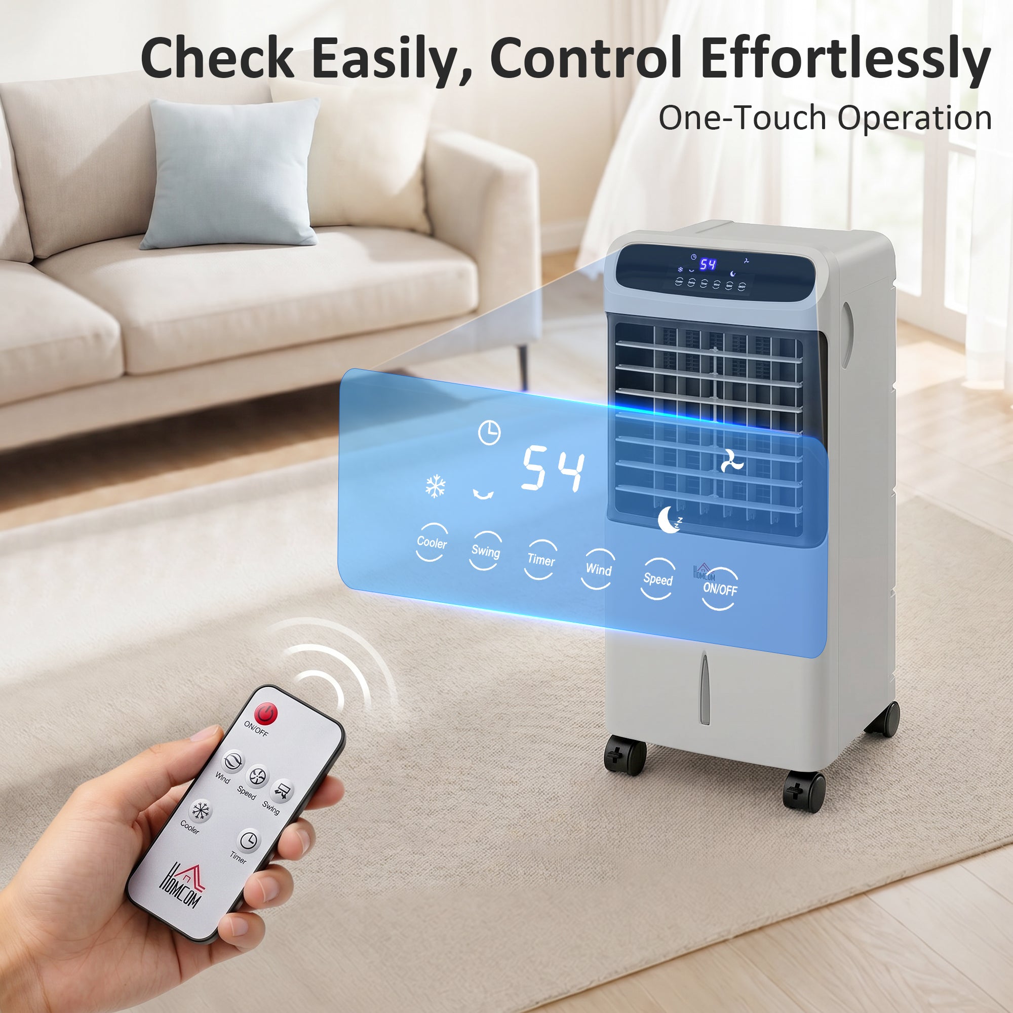 3-In-1 Ice Cooling Fan, Mobile Evaporative Air Cooler with Remote, Timer, Oscillating for Home Office, Bedroom, Gray
