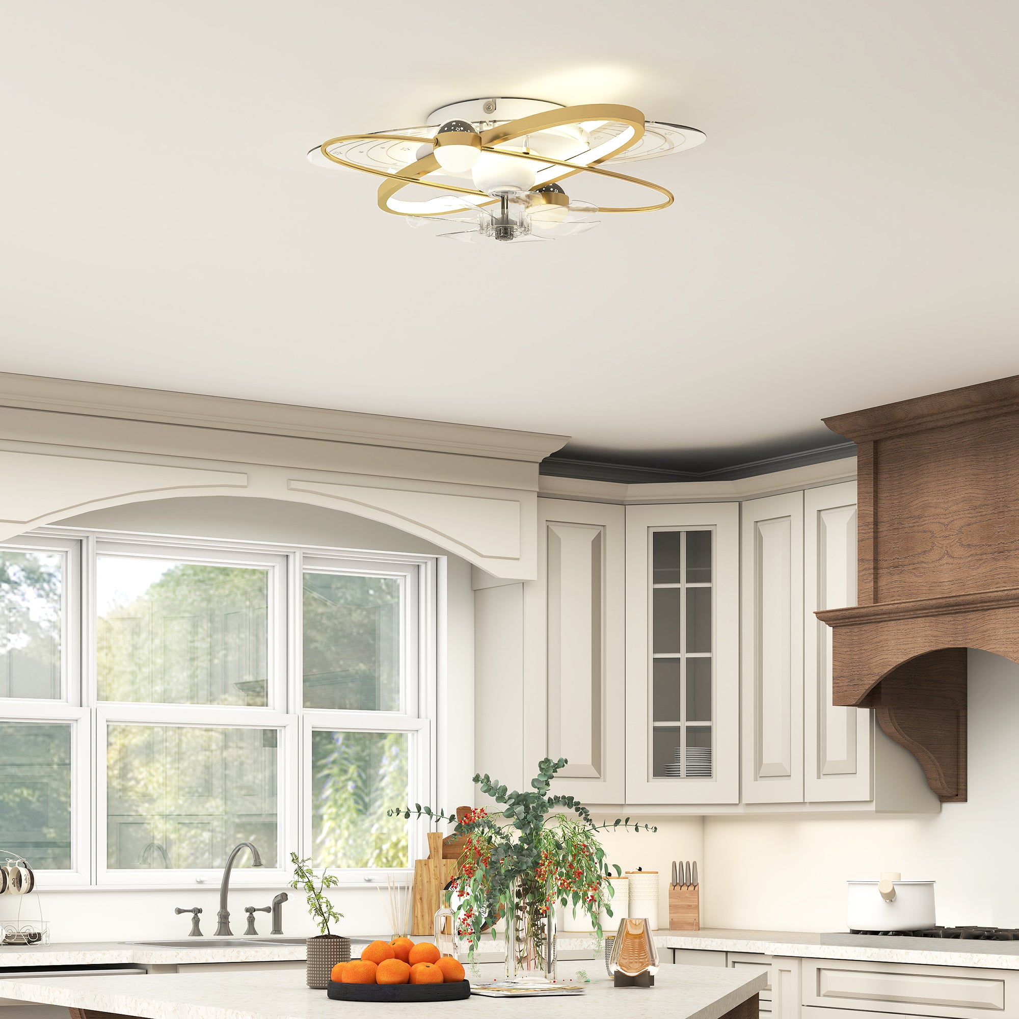 Ceiling Fans with Lights and Remote & App Control, 62 cm Modern LED Ceiling Fan Light with 3 Colour Temperatures, 6 Speed, Timer, Dimmable, Quiet Reversible DC Motor, for Bedroom, Gold Tone