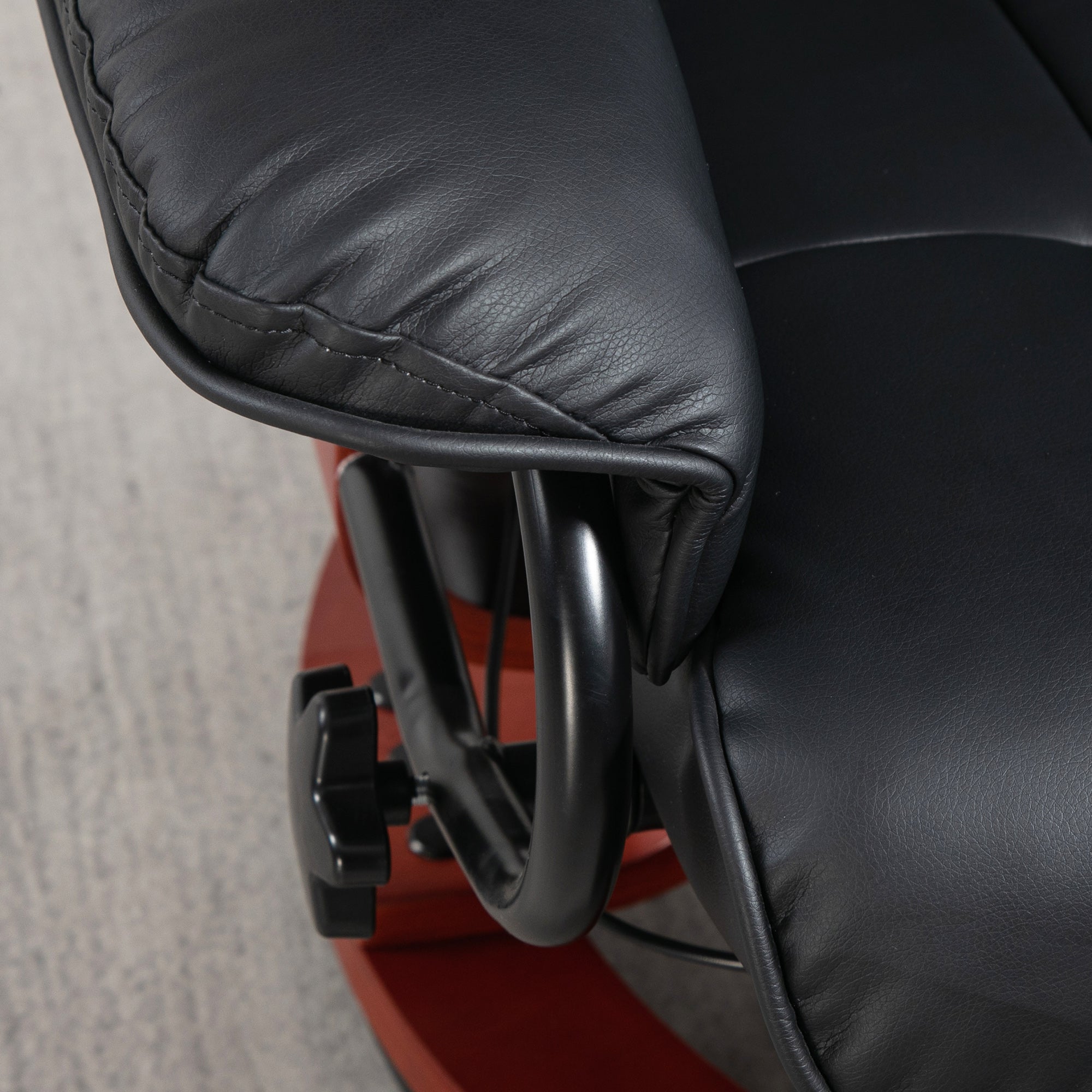 Modern RV Recliner Chair, PU Leather Swivel Recliner Armchair w/ Footrest, Black