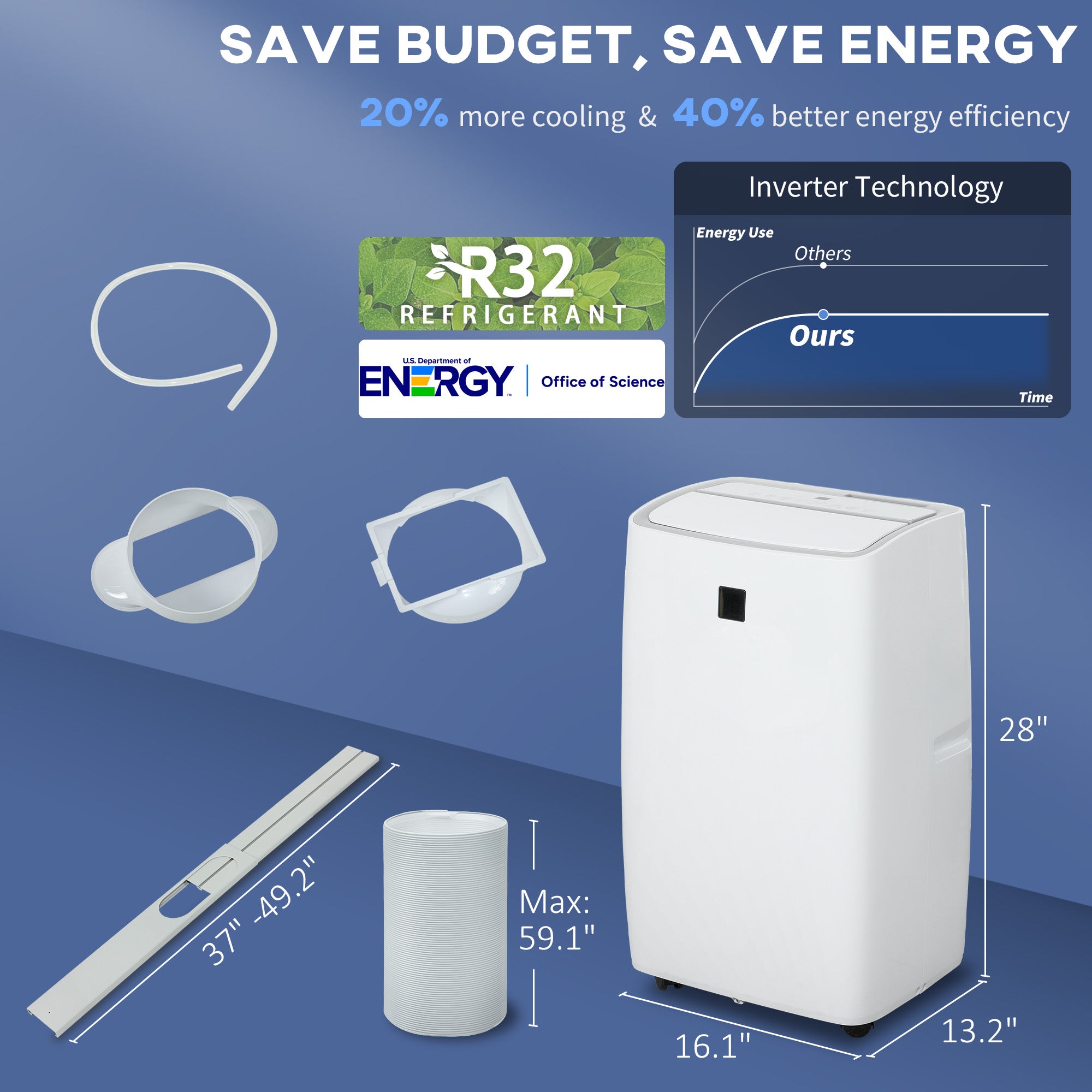 HOMCOM Portable Air Conditioner, 3-in-1 14000 BTU AC Unit with Cool, Dehumidifier, Fan, for Room up to 700 Sq. ft, 24H Timer On Off, 3 Speeds, Auto and Sleep Mode, Remote Control, Window Kit